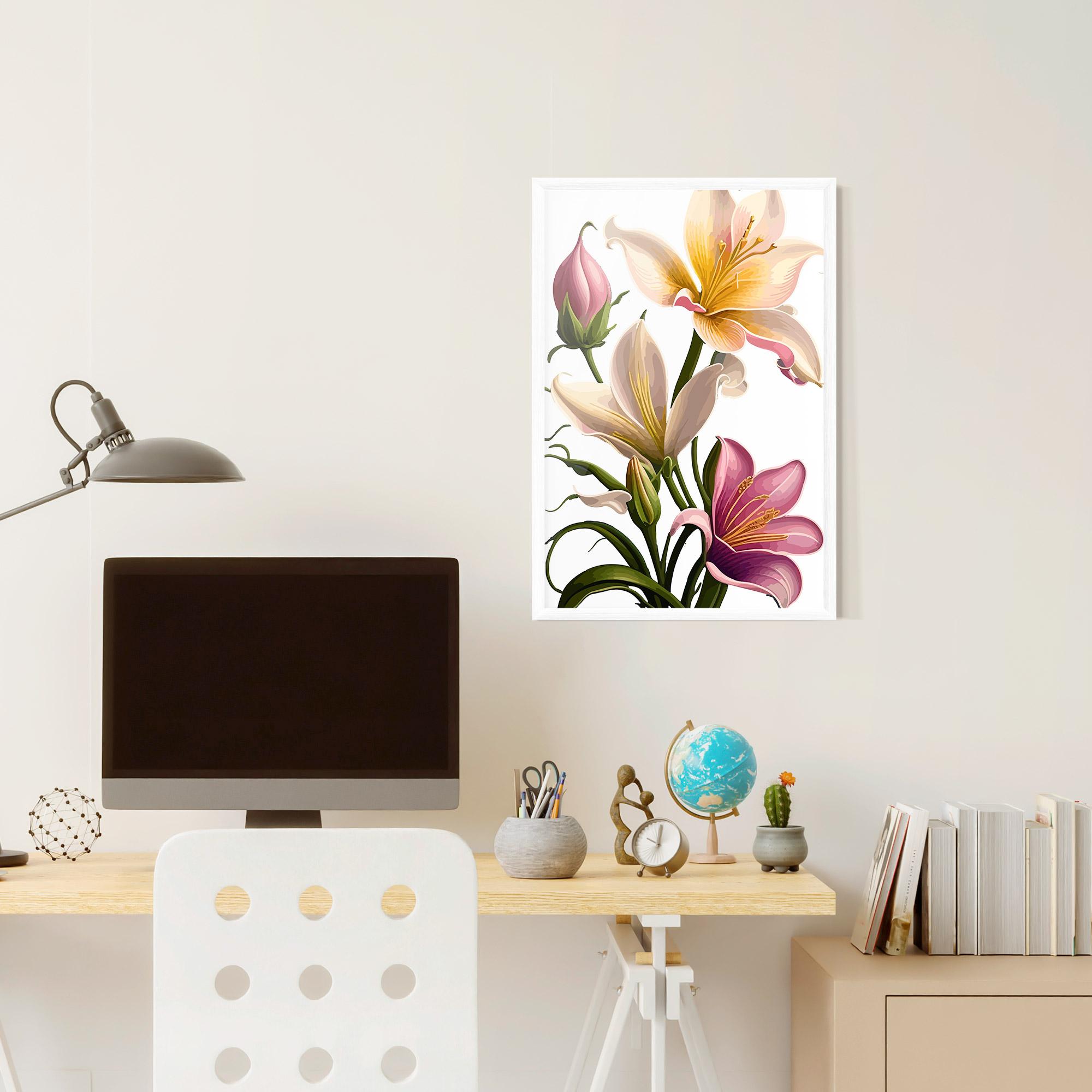 Рамкиран постер Purple White Lily mockup 6