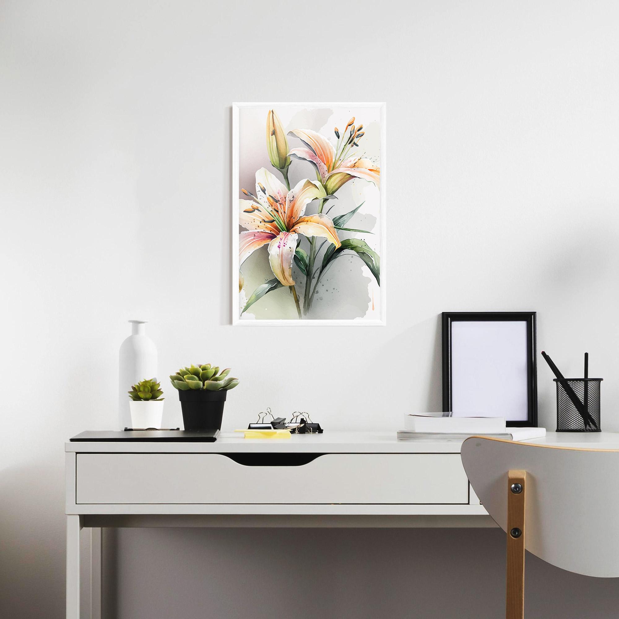 Рамкиран постер White Orange Lily mockup 7