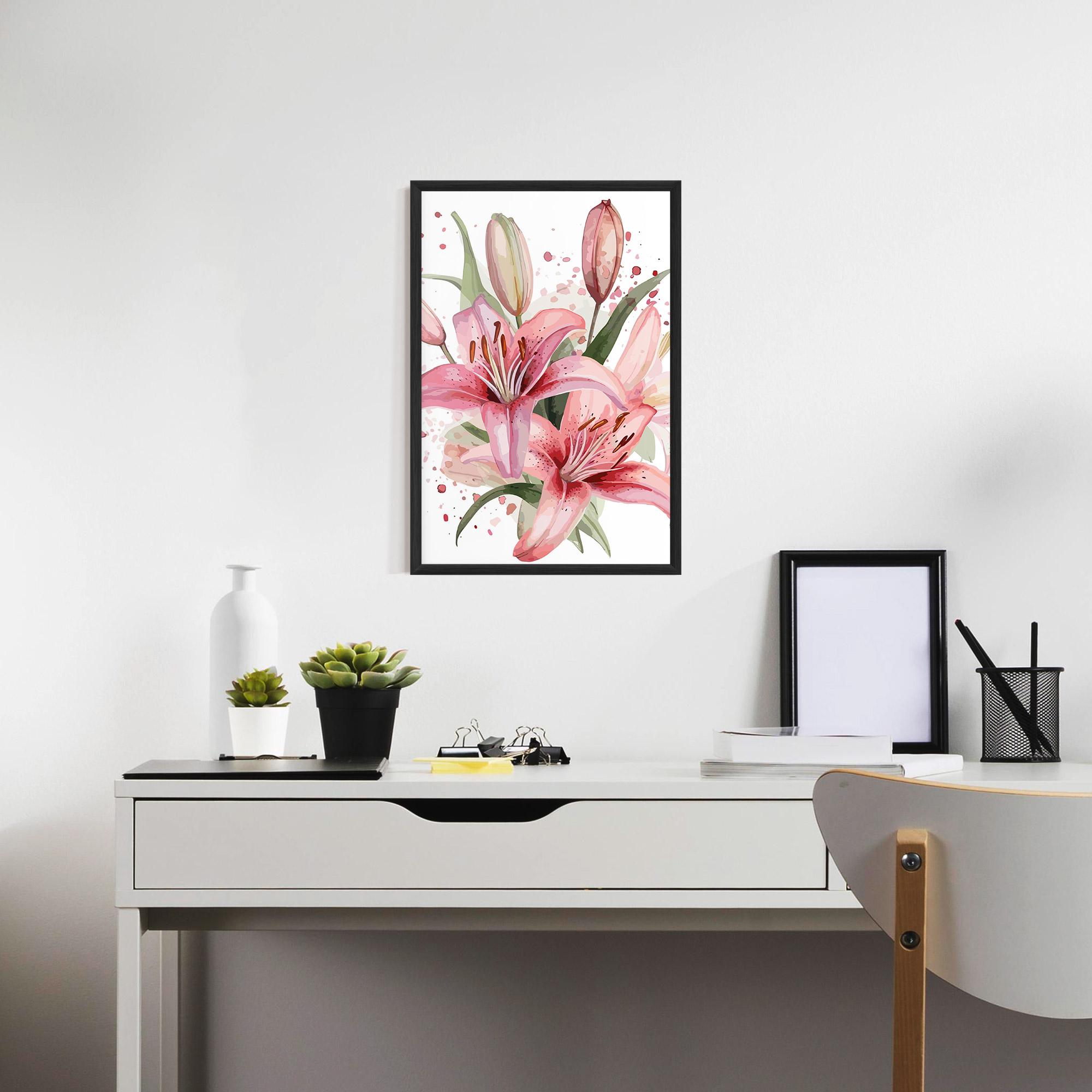 Рамкиран постер Beautiful Pink Lily mockup 7