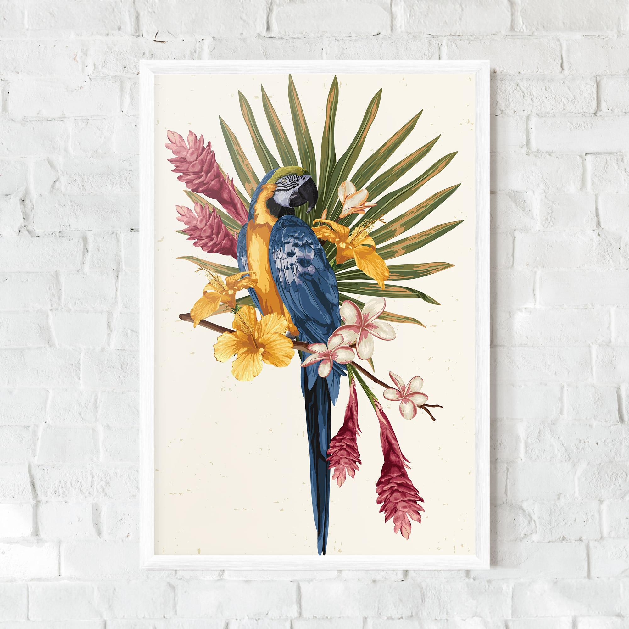 Рамкиран постер Exotic Bird Flower mockup 0