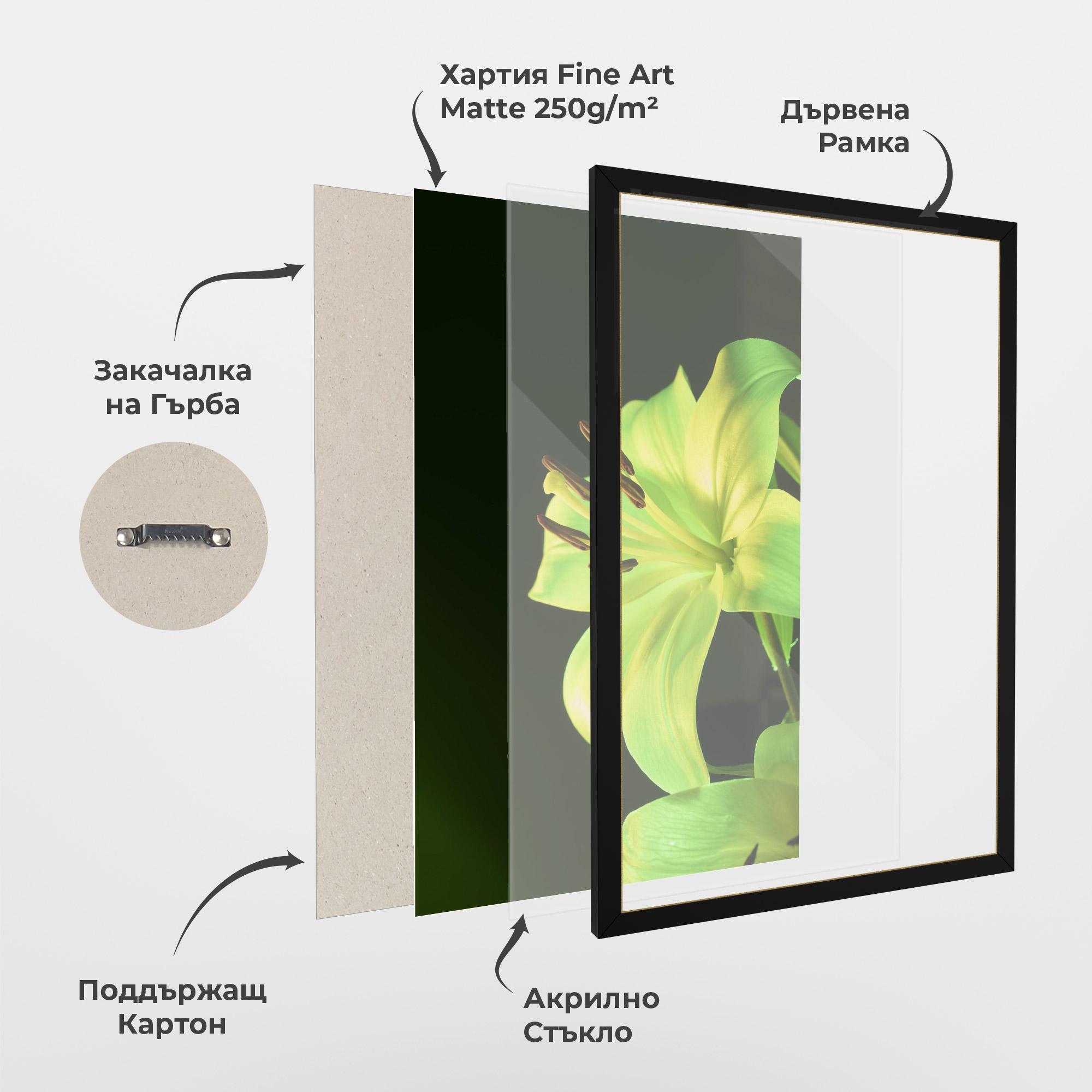 Рамкиран постер Yellow Green Exotic mockup 1