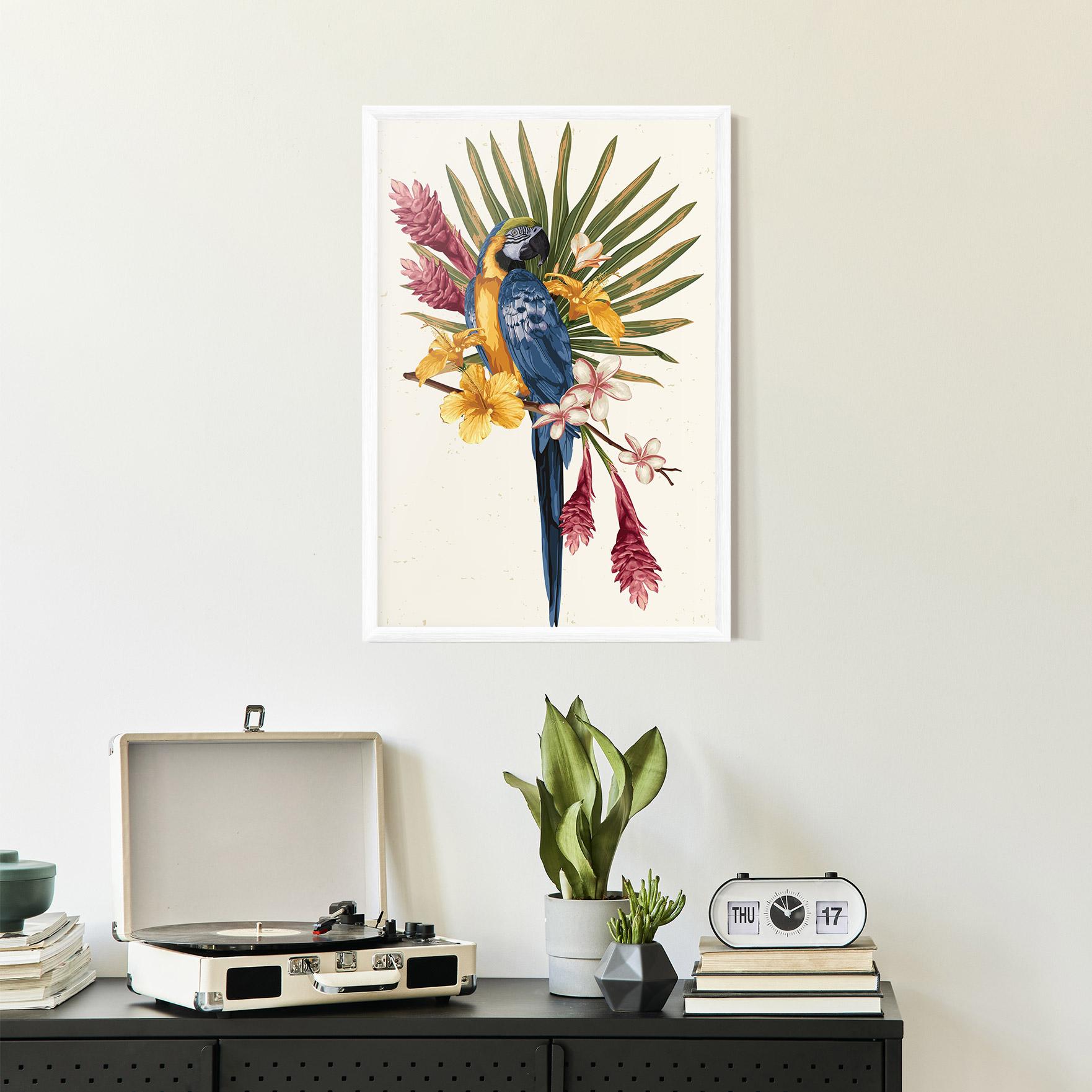 Рамкиран постер Exotic Bird Flower mockup 2