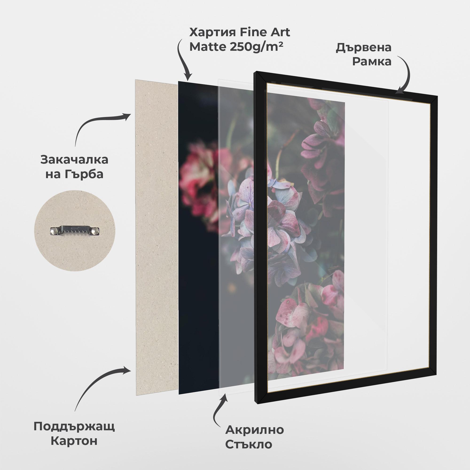 Рамкиран постер Red Pink Flower mockup 1