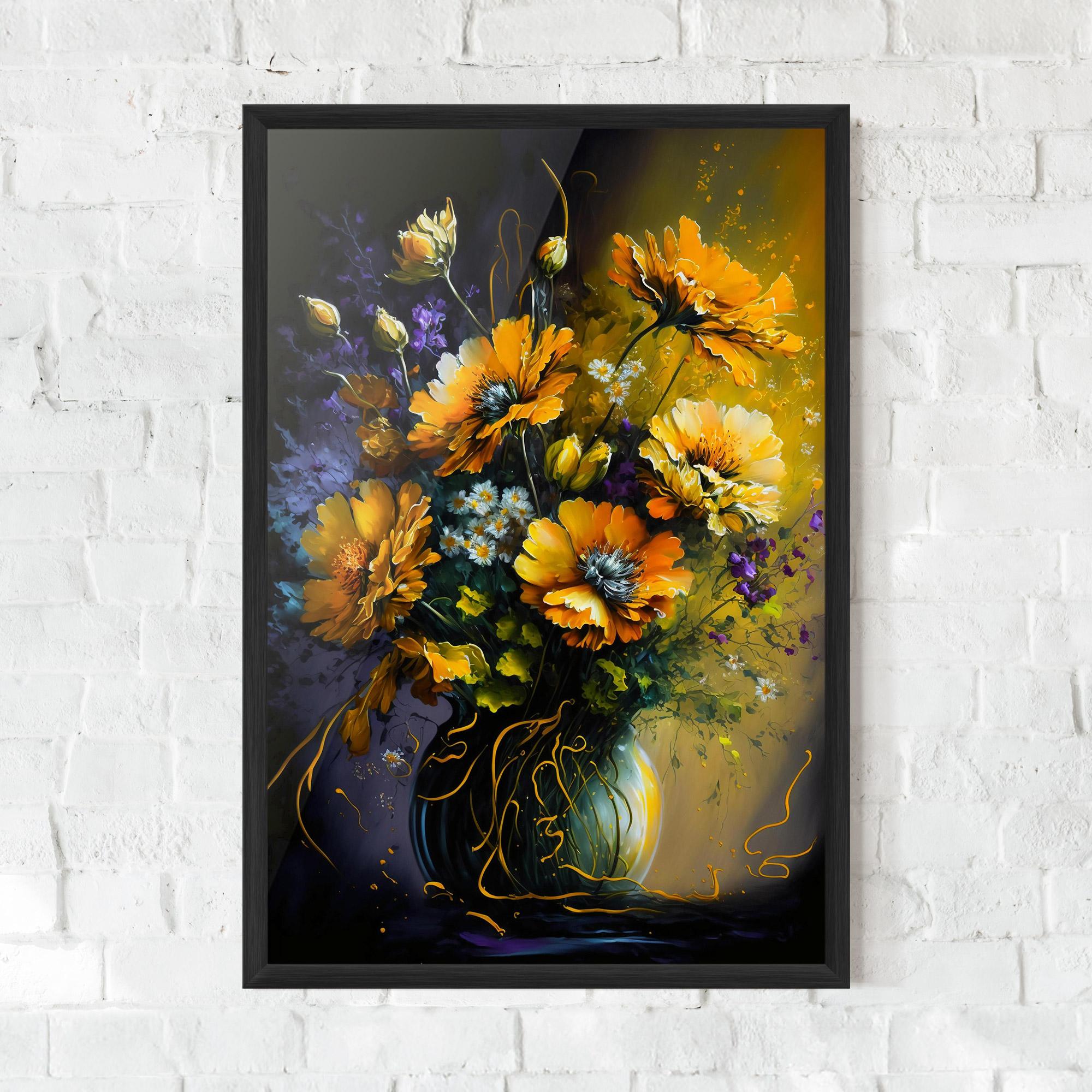 Рамкиран постер Yellow Flower Art Vase mockup 0