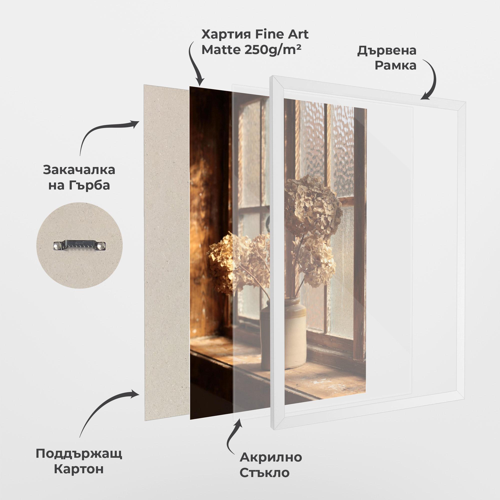 Рамкиран постер Vintage Vase Flowers mockup 1