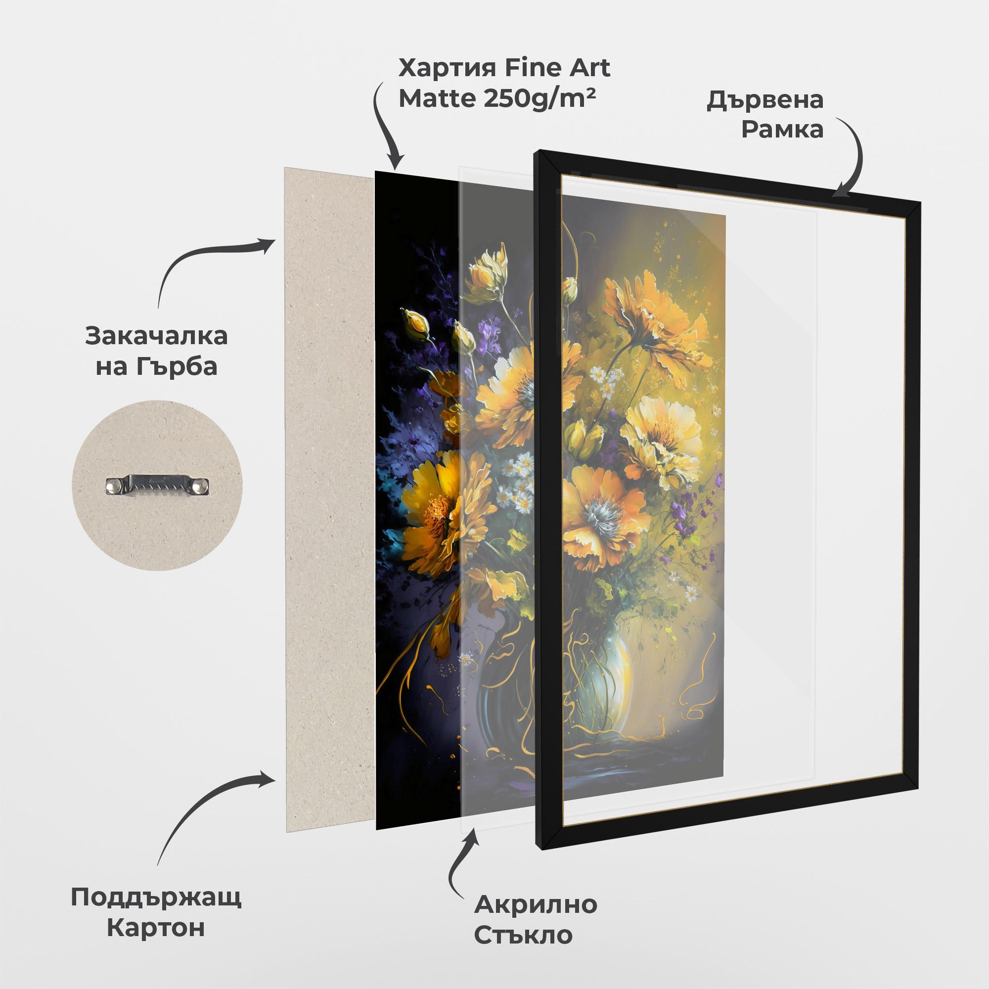 Рамкиран постер Yellow Flower Art Vase mockup 1