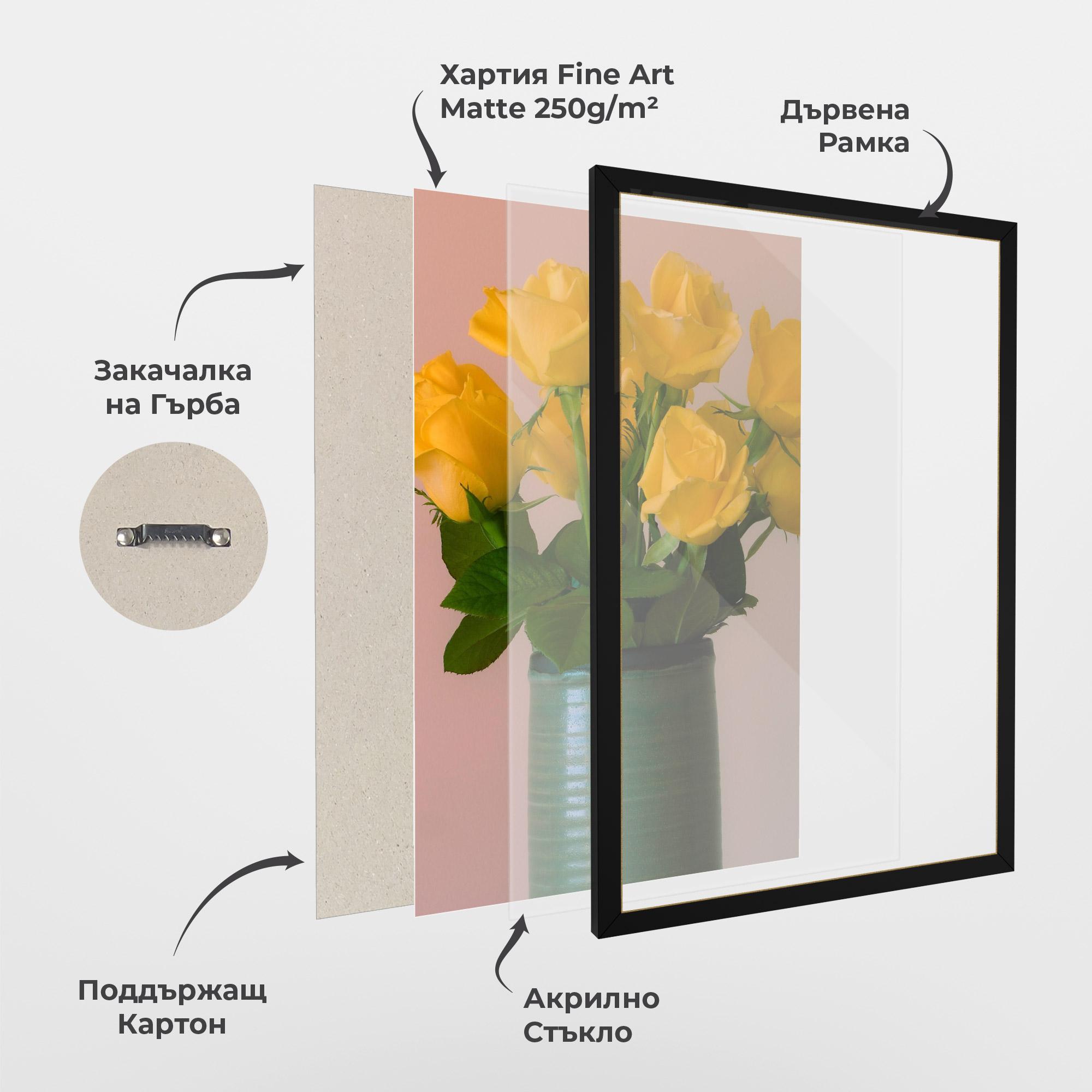 Рамкиран постер Yellow Roses Vase mockup 1
