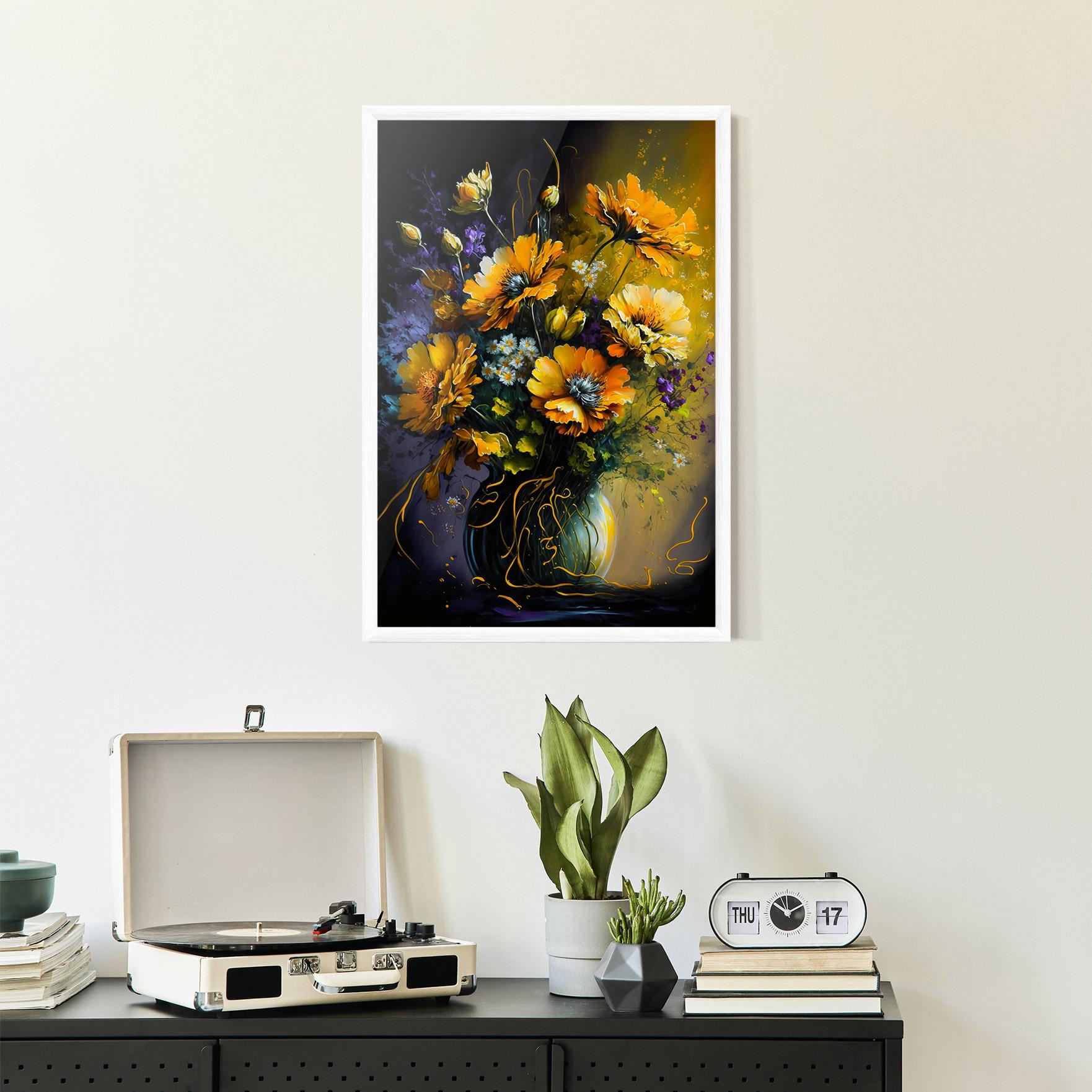 Рамкиран постер Yellow Flower Art Vase mockup 2