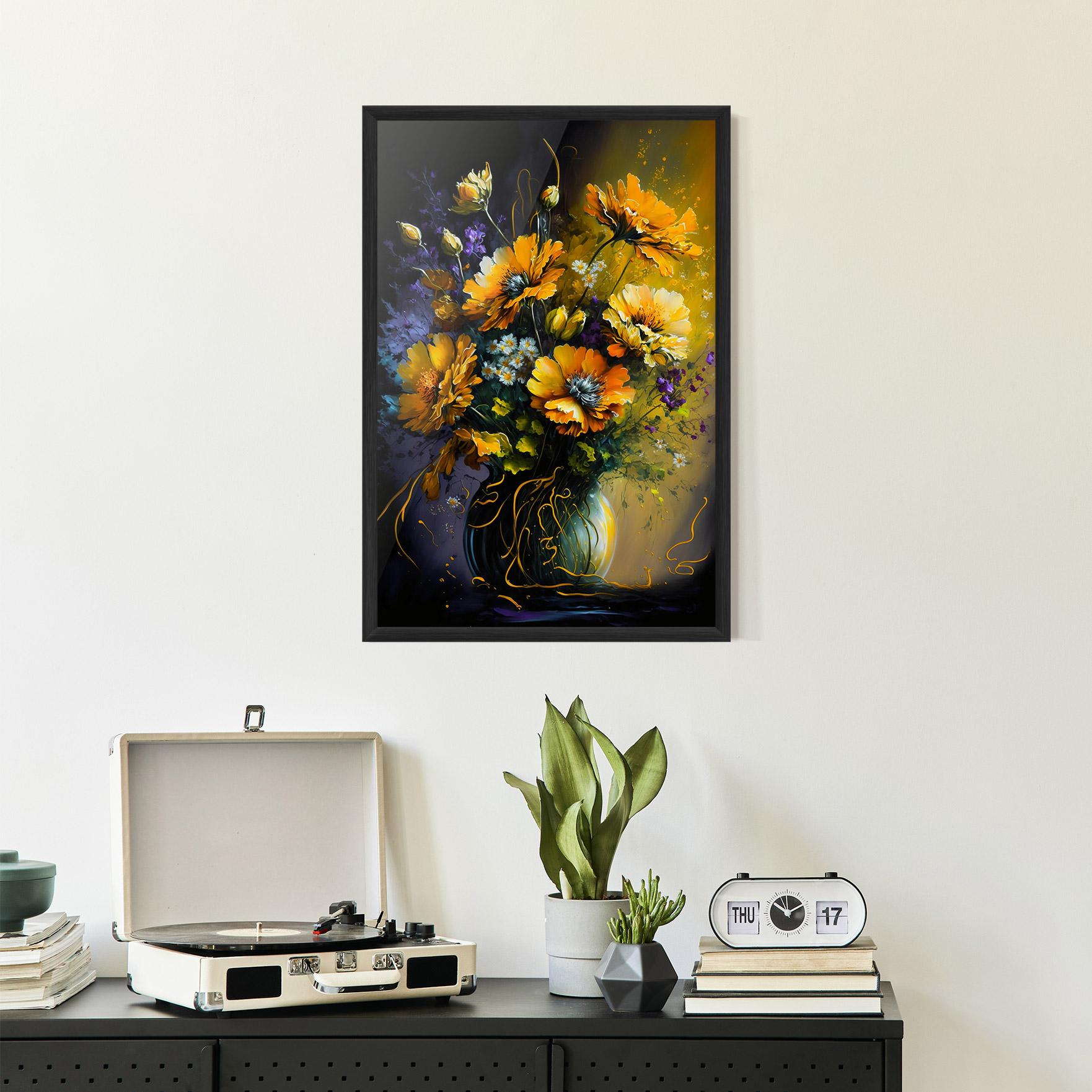 Рамкиран постер Yellow Flower Art Vase mockup 2