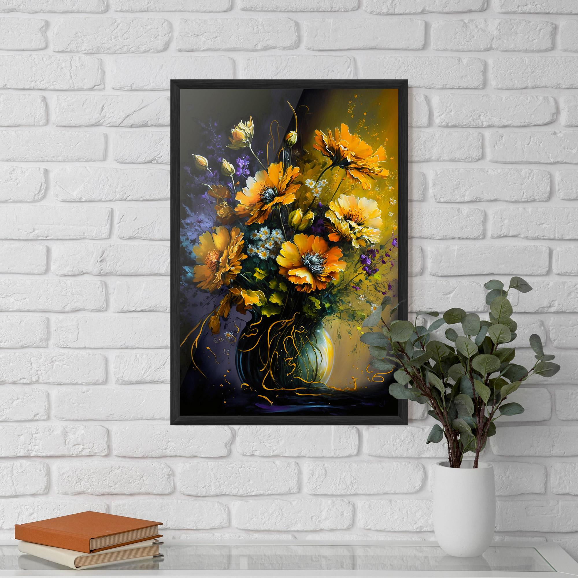 Рамкиран постер Yellow Flower Art Vase mockup 5