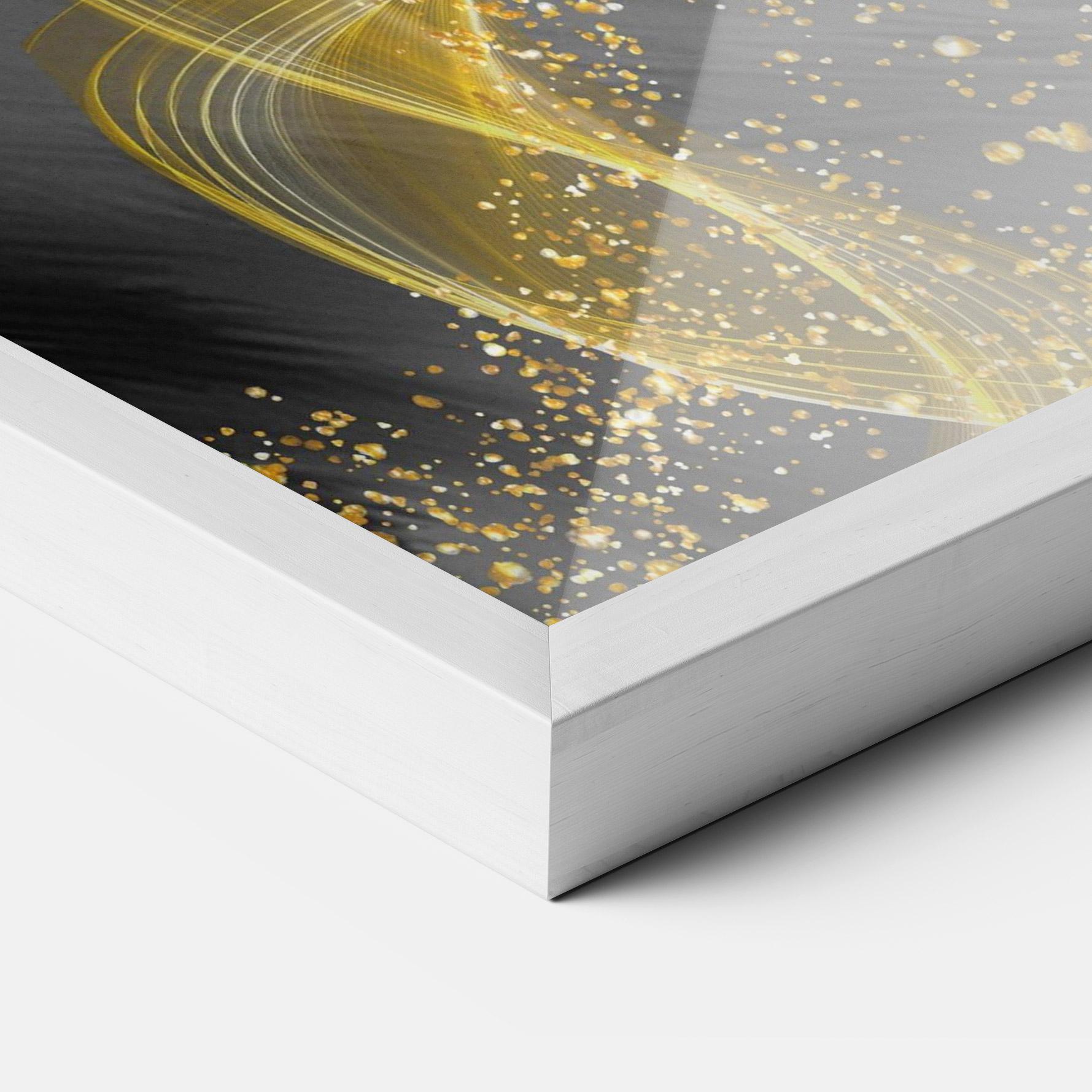 Рамкиран постер Golden Leaves Blue mockup 3