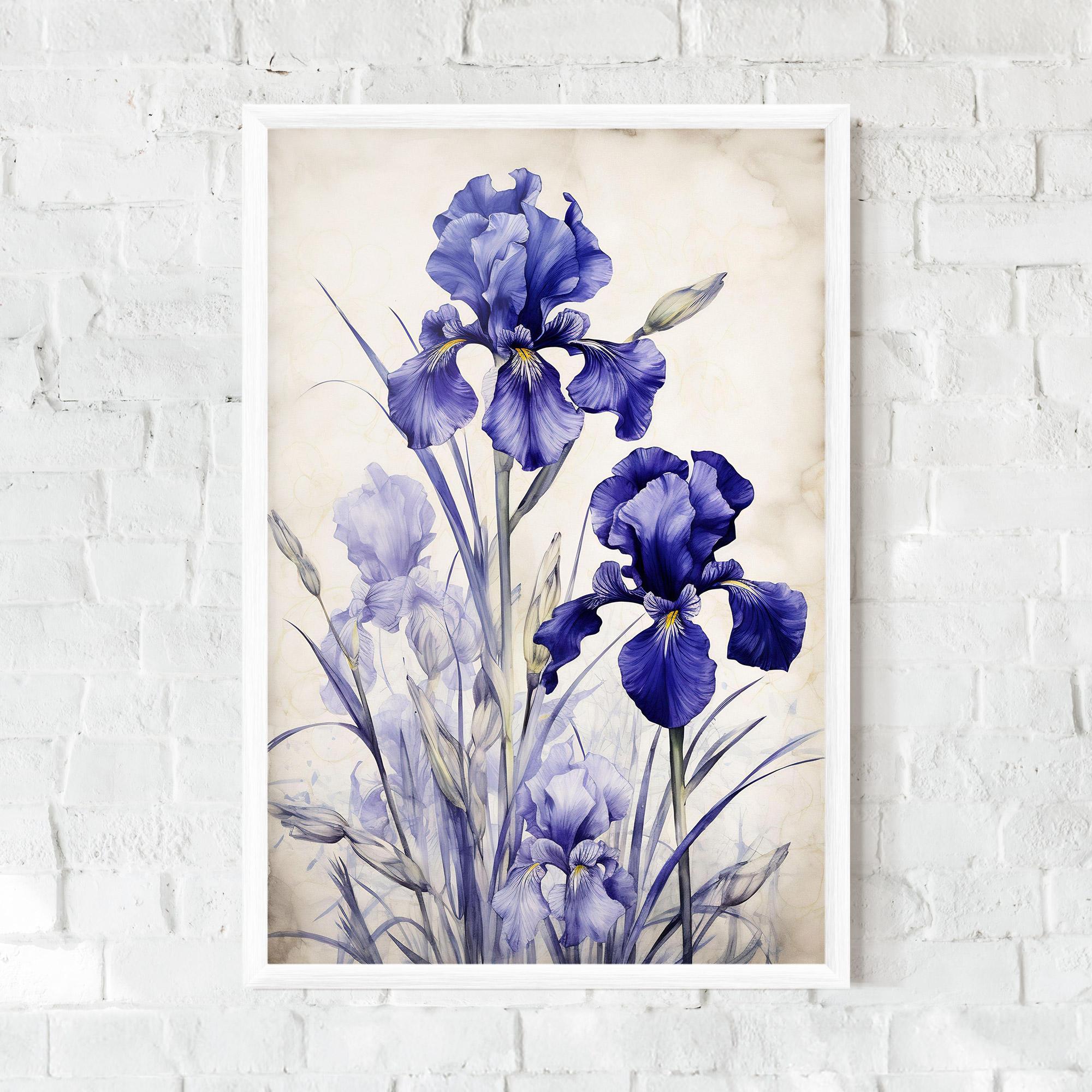 Рамкиран постер Irises Painting mockup 0