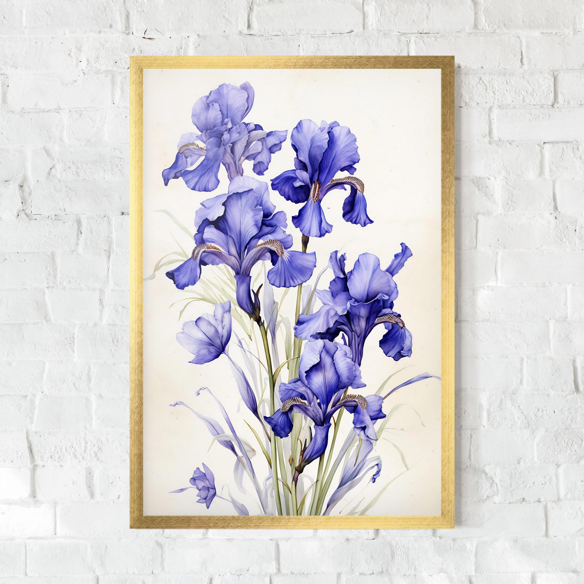 Рамкиран постер Purple Iris On Cream mockup 0