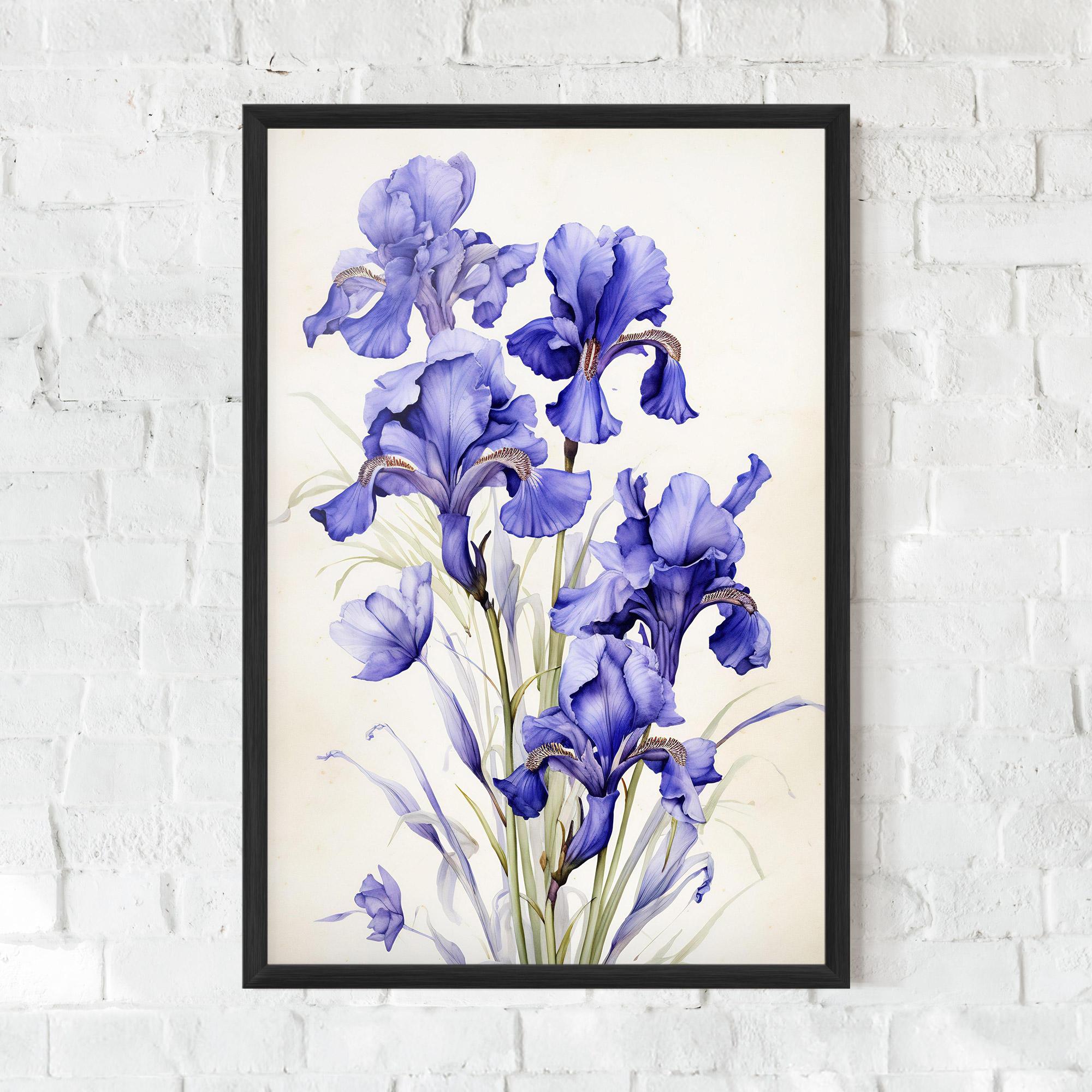 Рамкиран постер Purple Iris On Cream mockup 0
