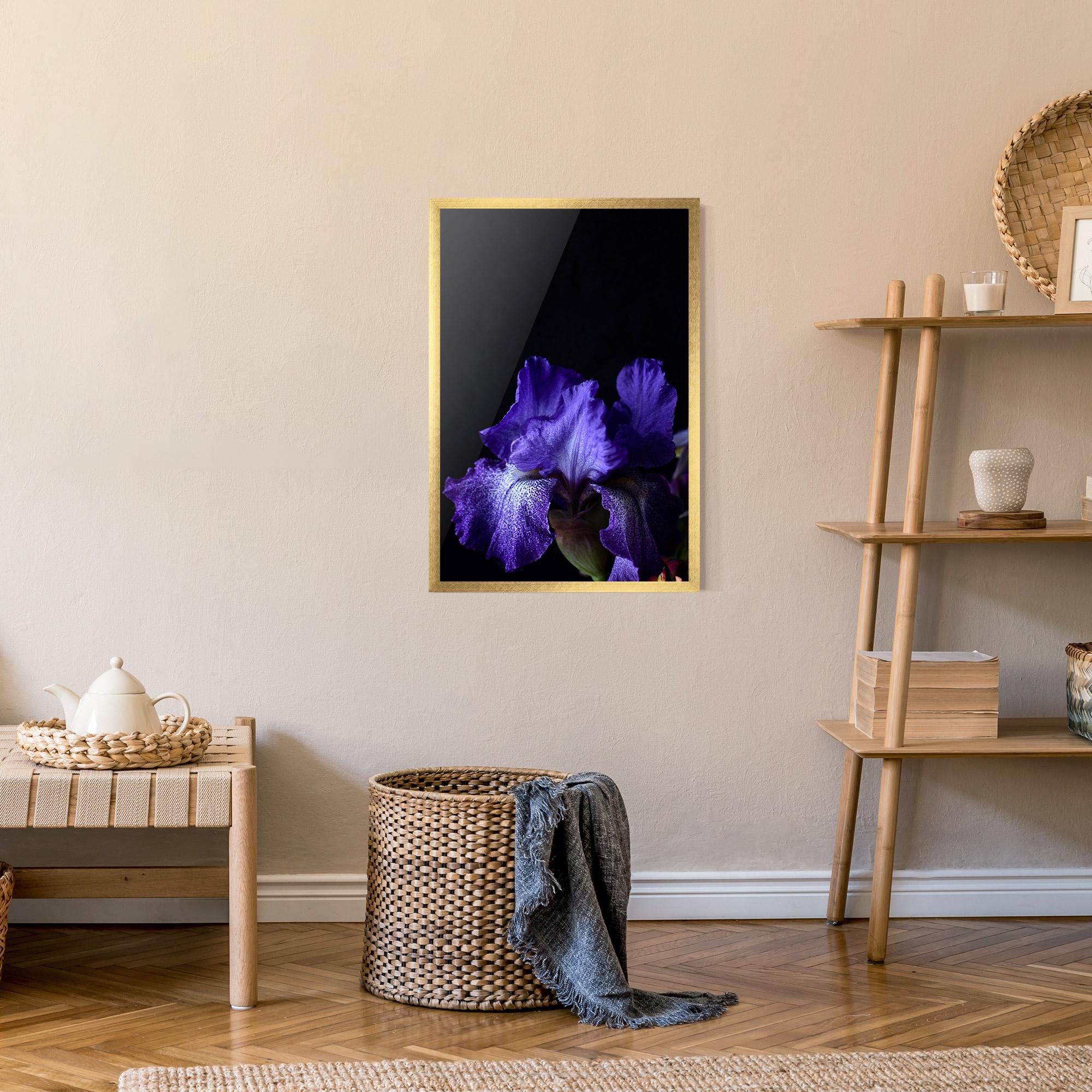 Рамкиран постер Dark Purple Iris On Black mockup 9