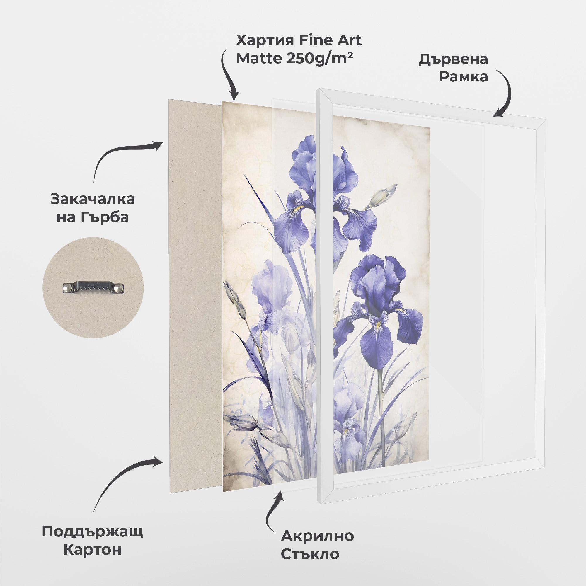 Рамкиран постер Irises Painting mockup 1
