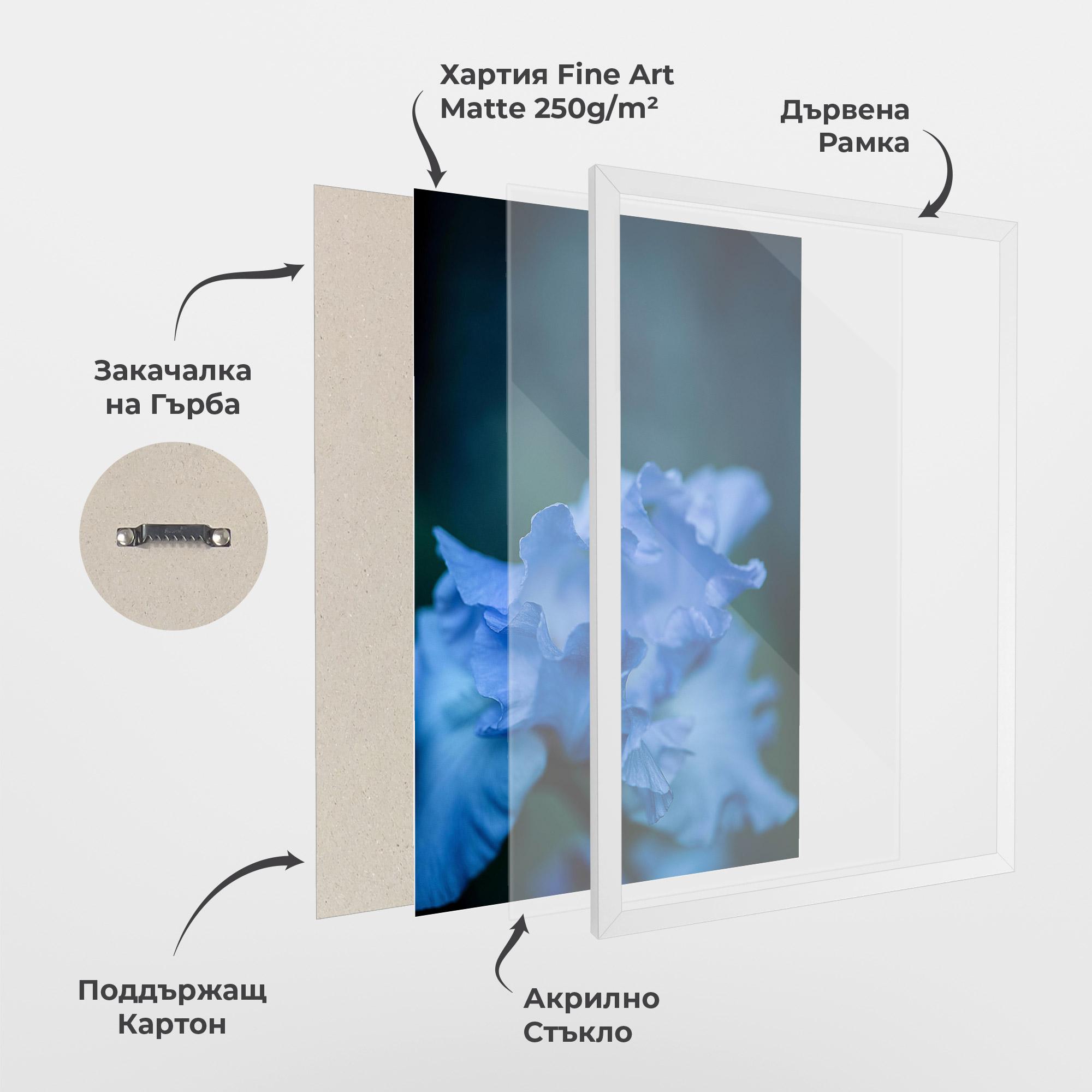 Рамкиран постер Ocean Blue Iris mockup 1