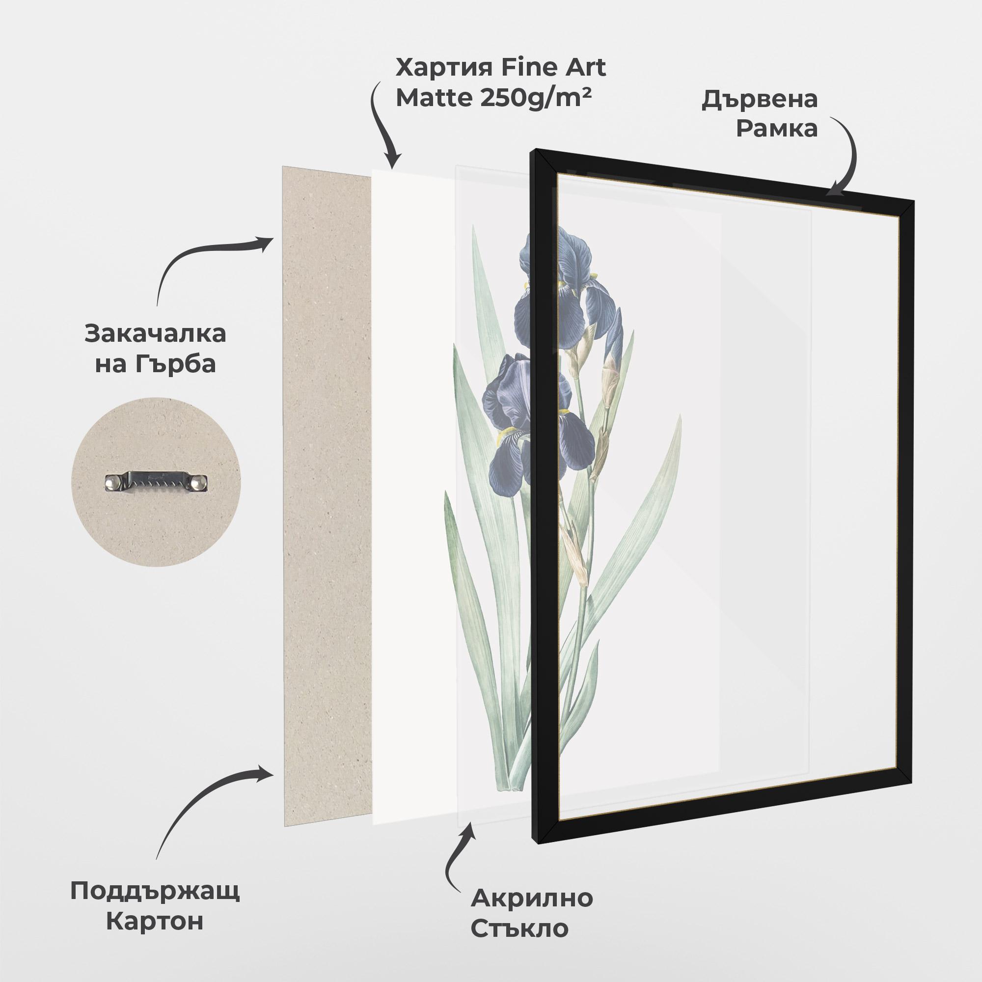 Рамкиран постер Dark Blue Iris mockup 1