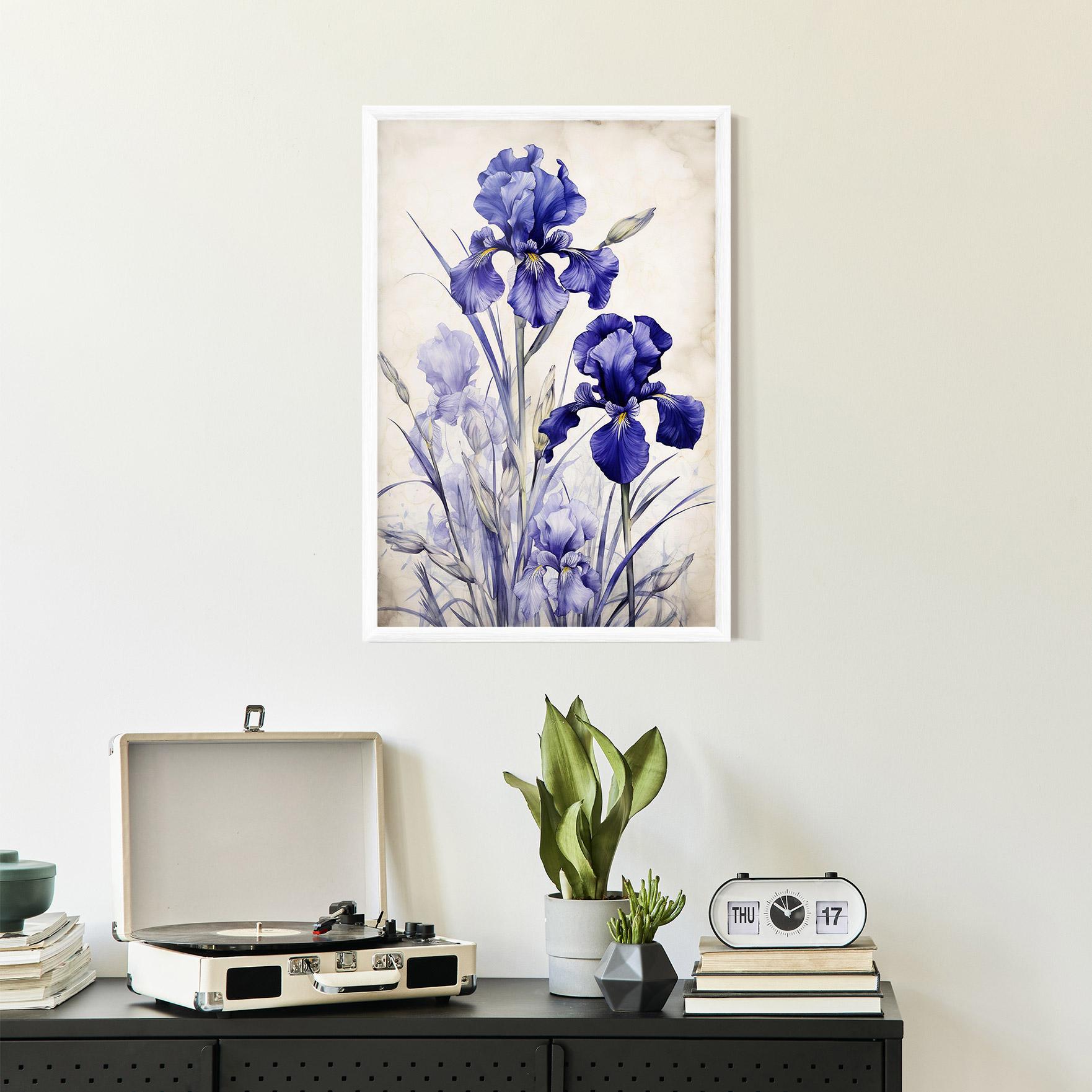 Рамкиран постер Irises Painting mockup 2