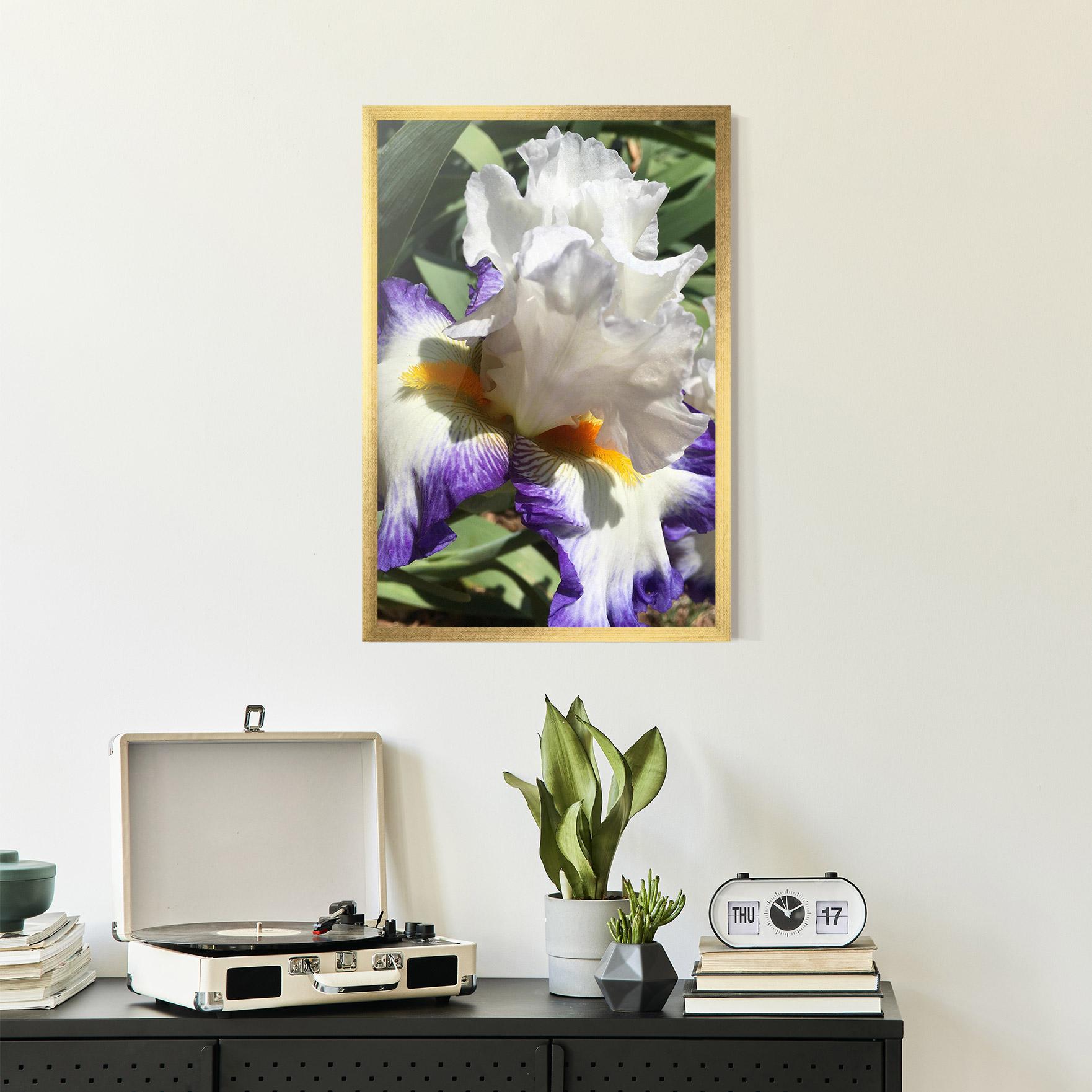 Рамкиран постер Garden White Purple Irirs mockup 2