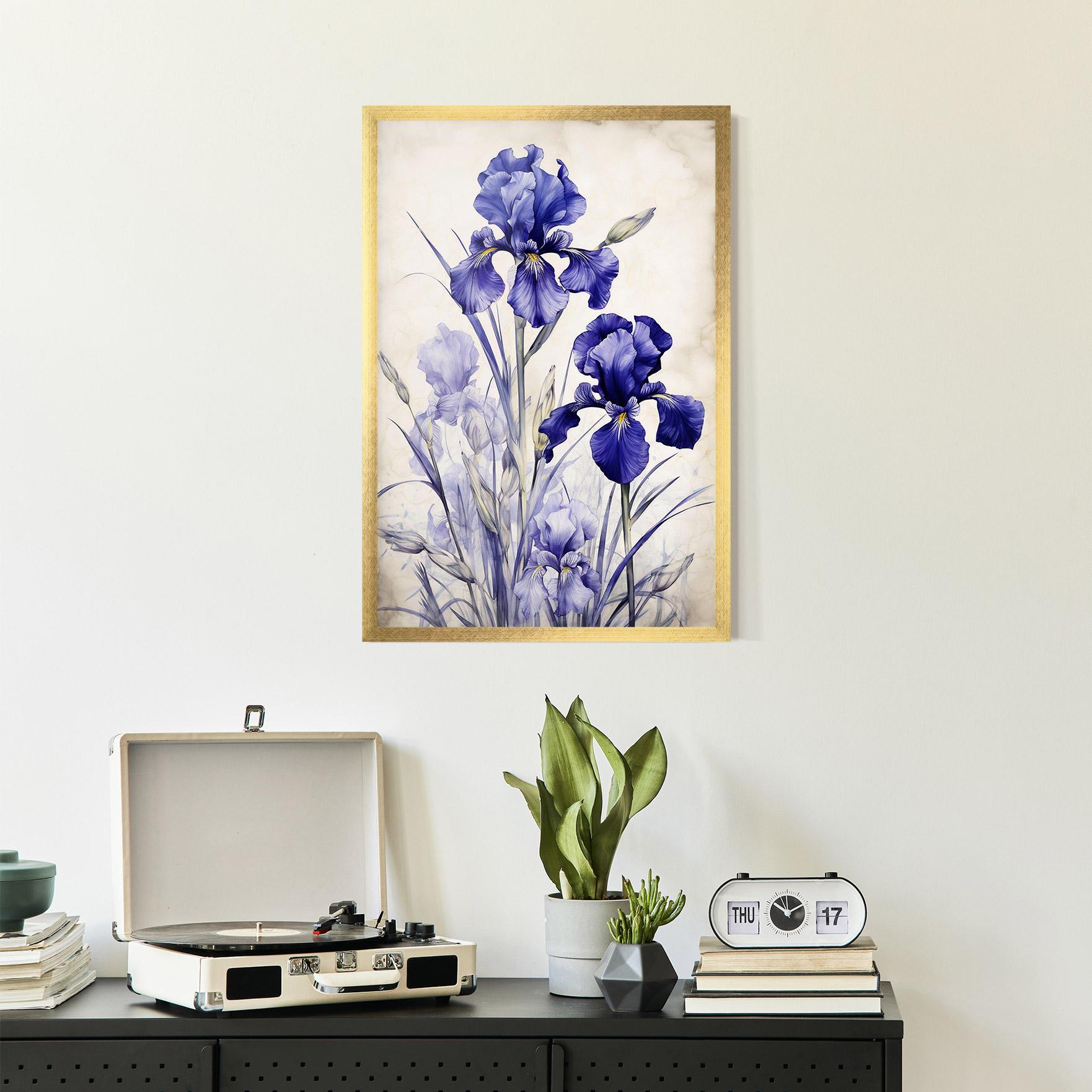 Рамкиран постер Irises Painting mockup 2