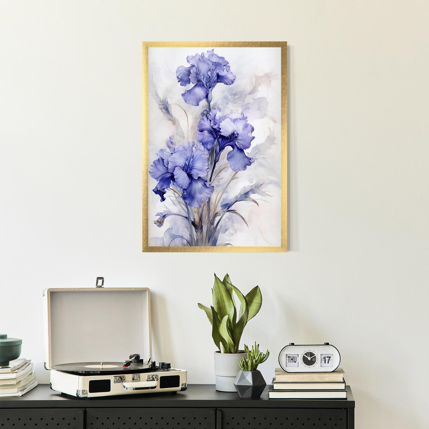 Рамкиран постер Purple Iris Painting mockup 2