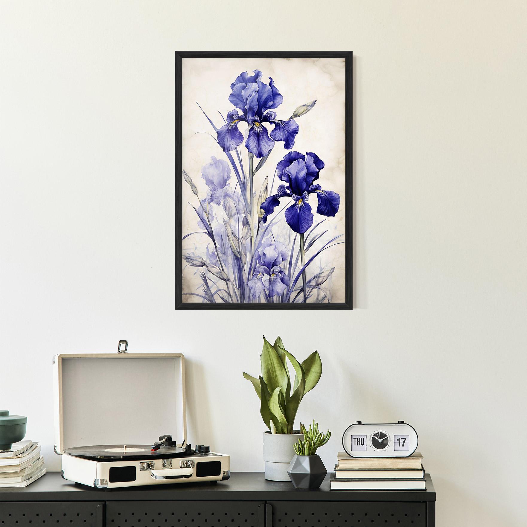 Рамкиран постер Irises Painting mockup 2