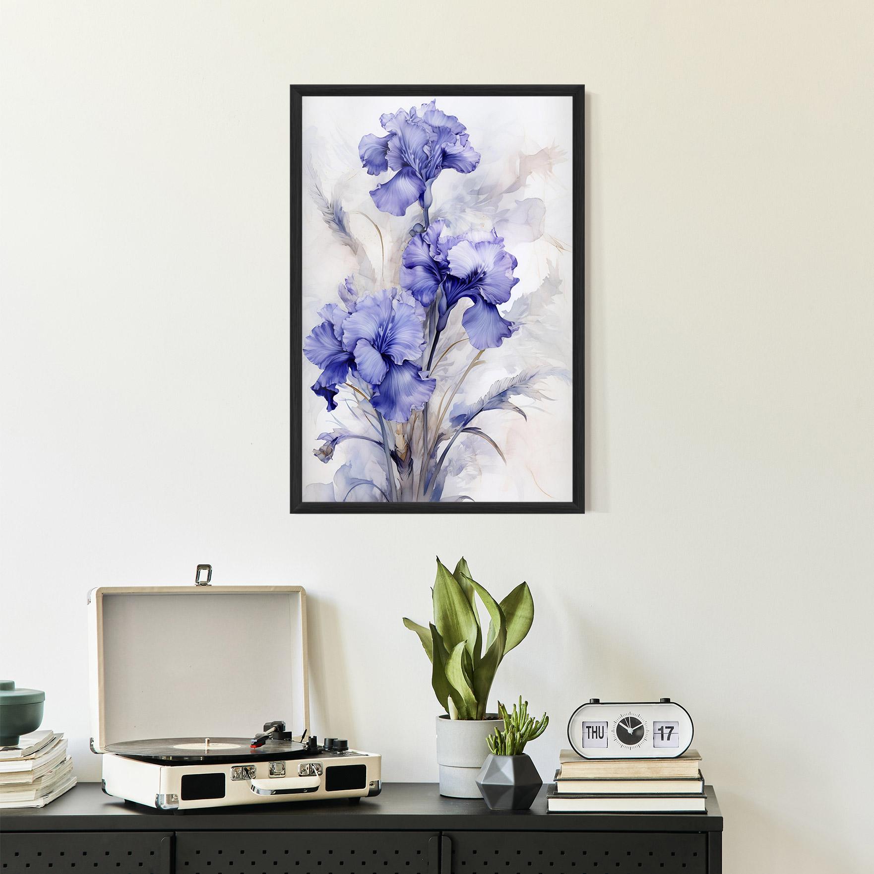 Рамкиран постер Purple Iris Painting mockup 2