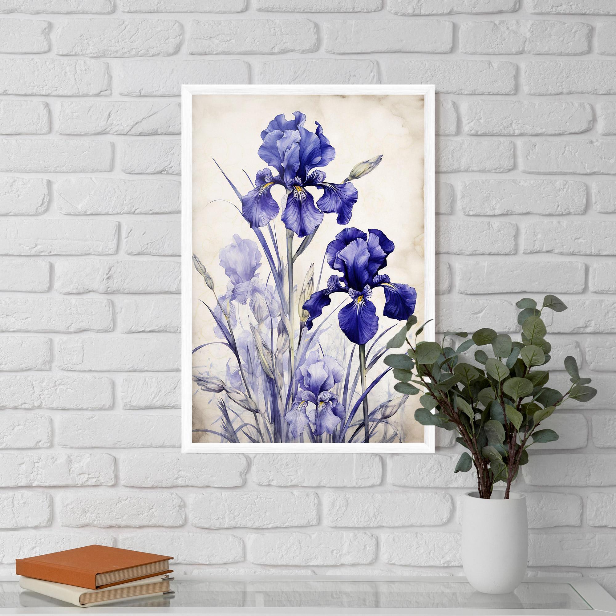 Рамкиран постер Irises Painting mockup 5
