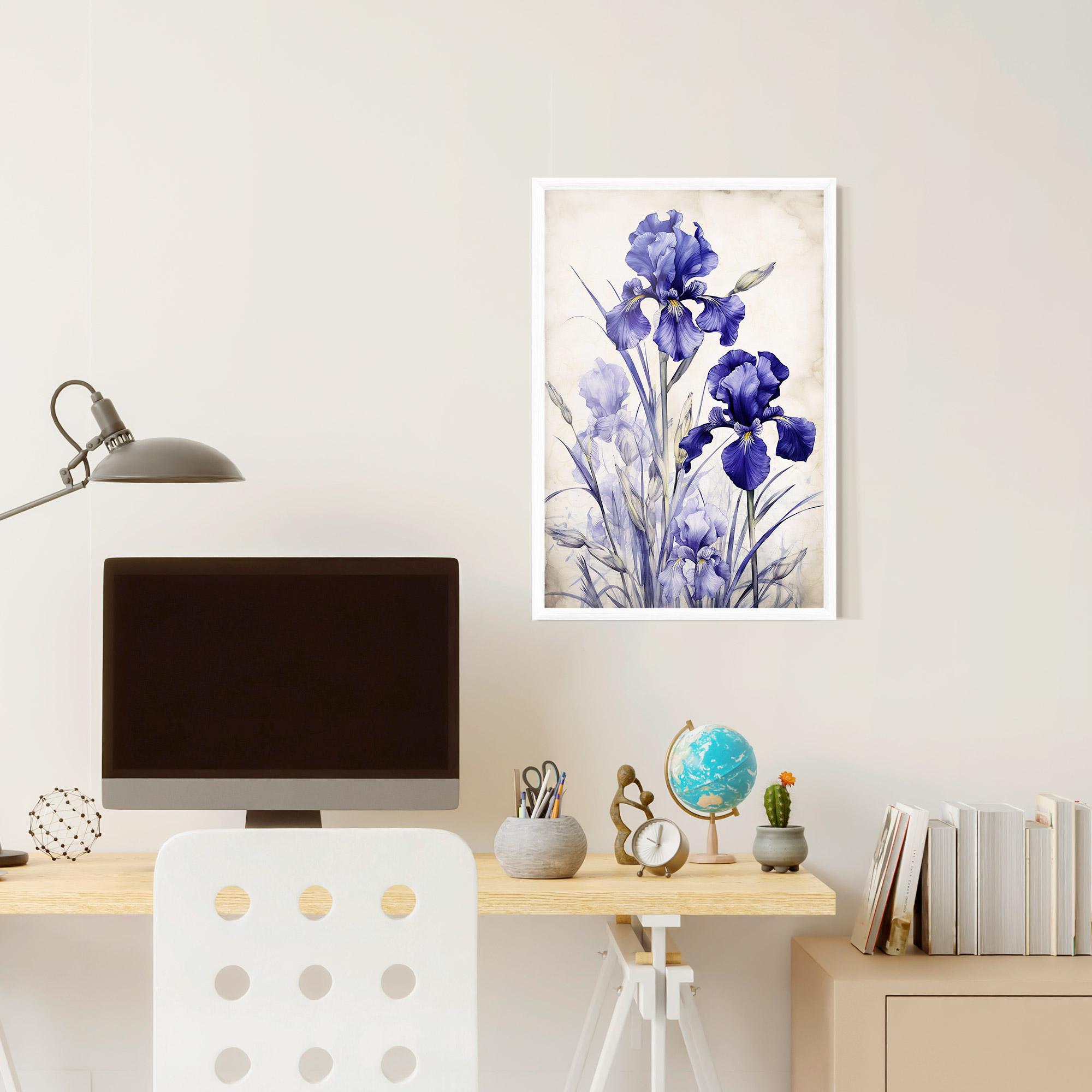 Рамкиран постер Irises Painting mockup 6