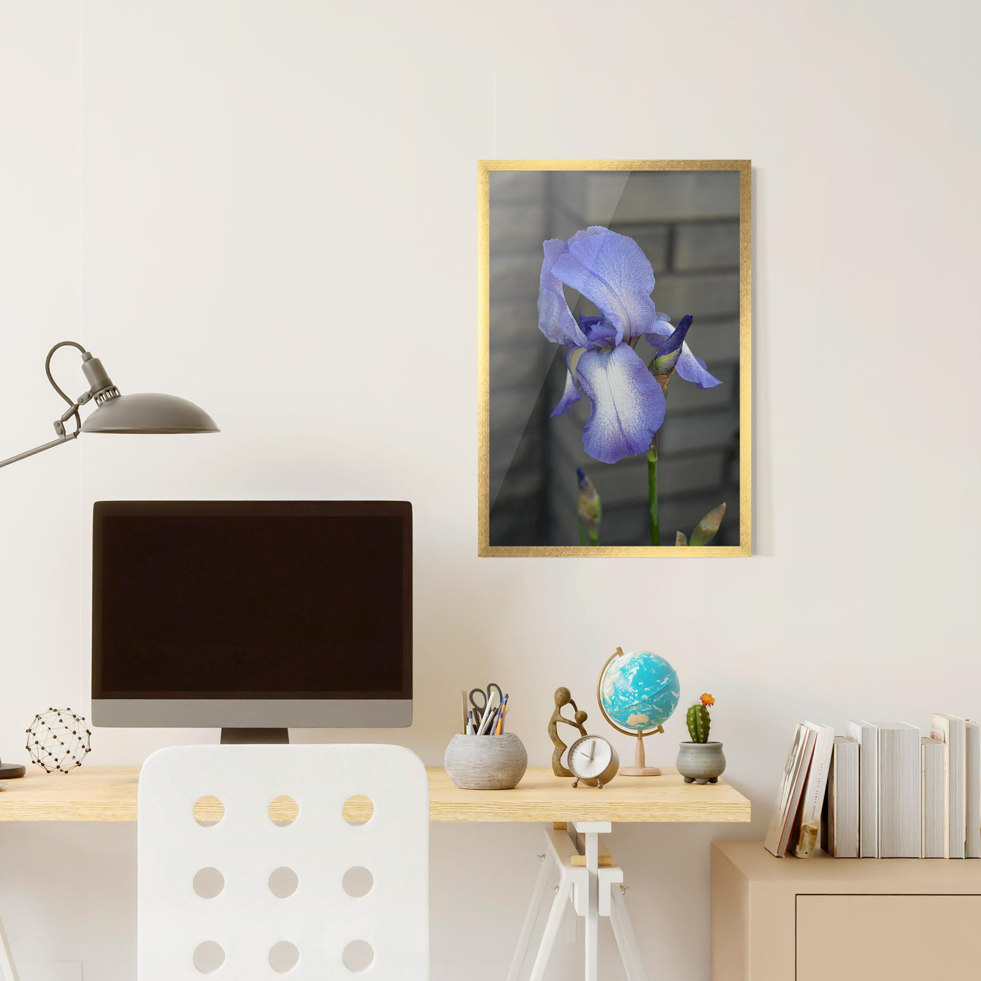 Рамкиран постер Purple Iris On Gray mockup 6