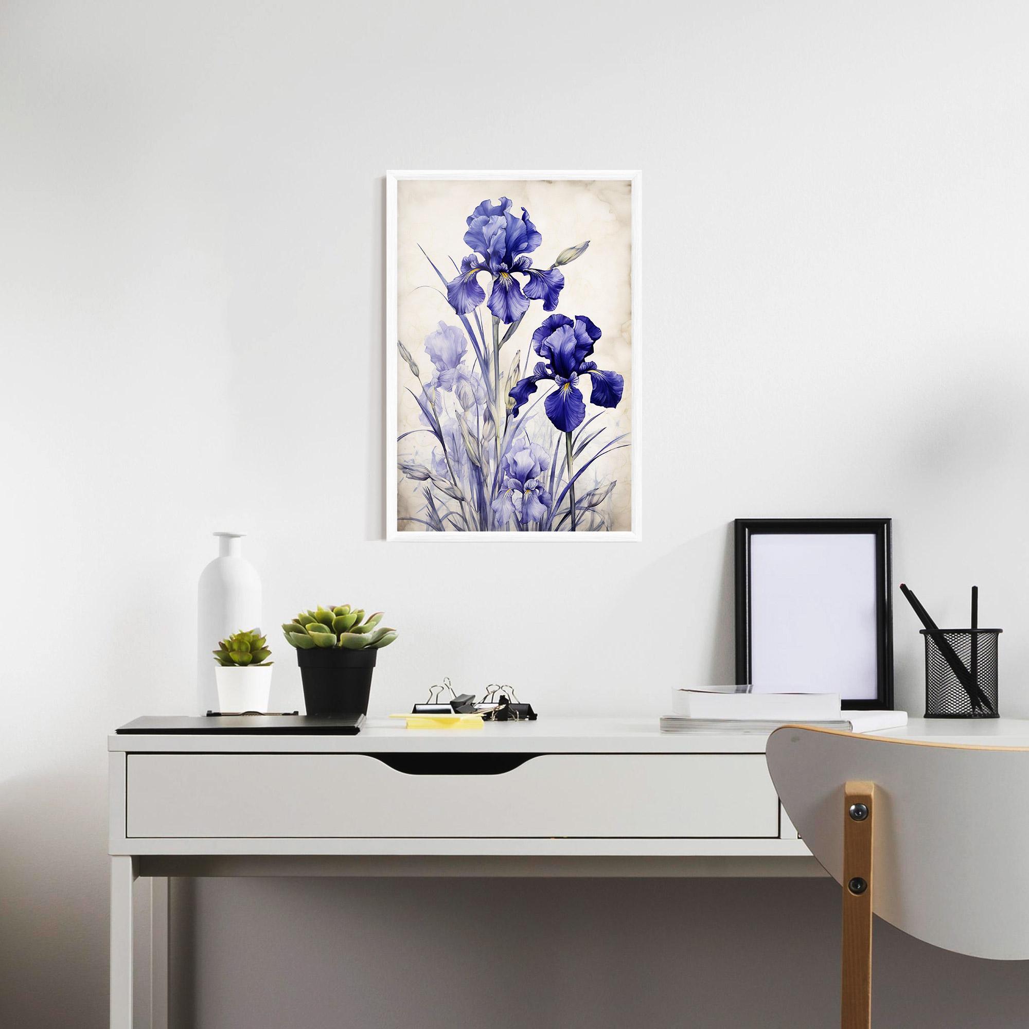 Рамкиран постер Irises Painting mockup 7
