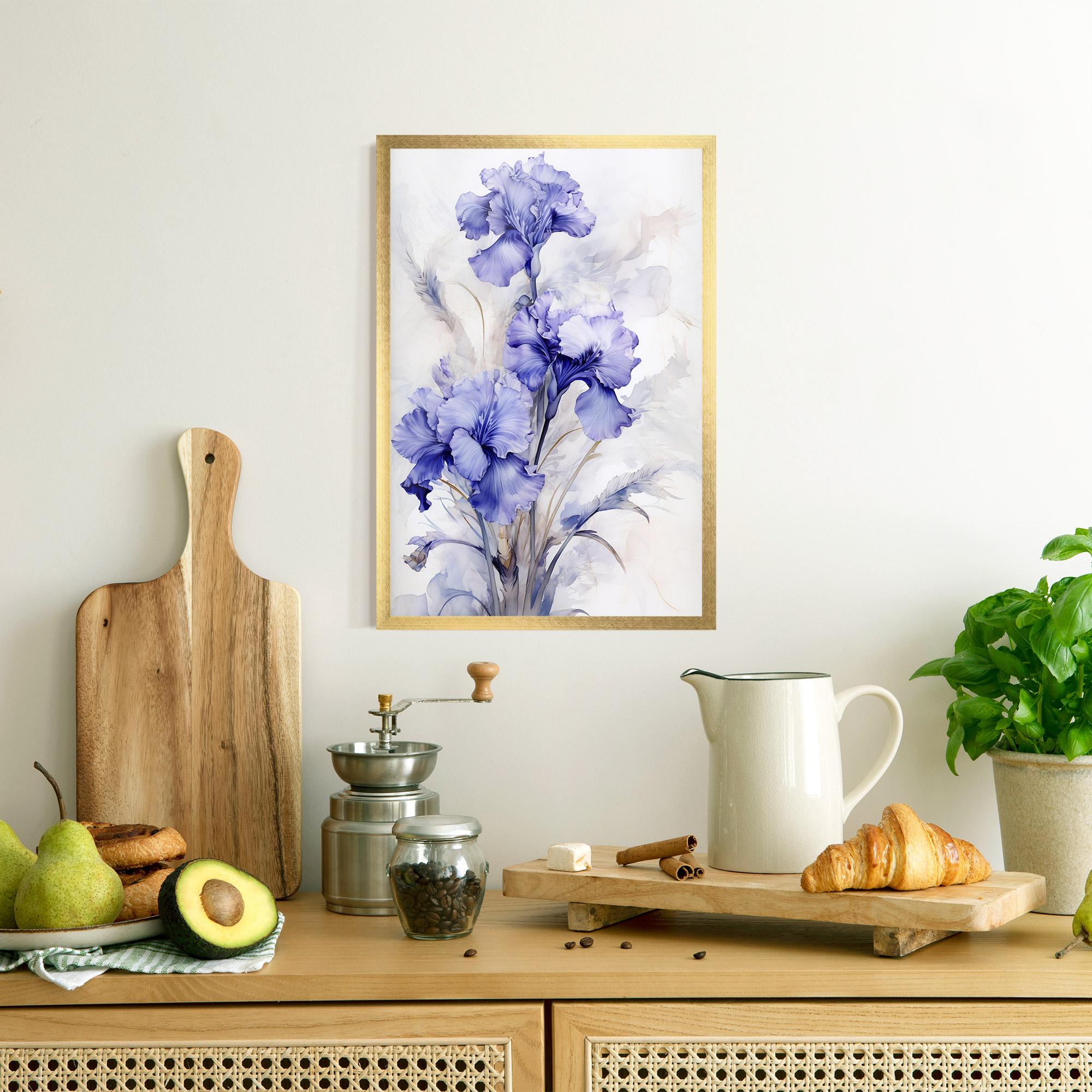 Рамкиран постер Purple Iris Painting mockup 8