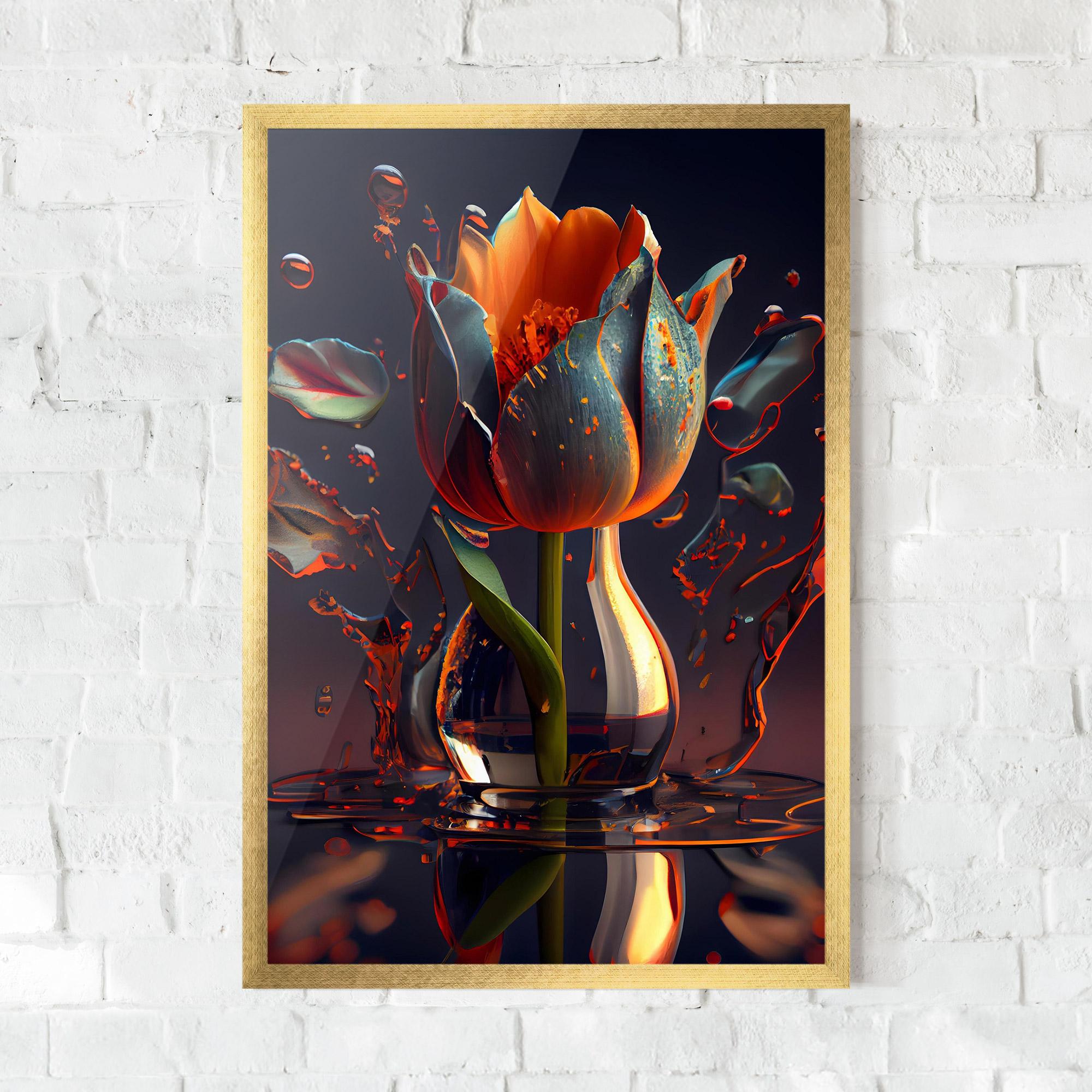 Рамкиран постер Black Tulip In Vase mockup 0