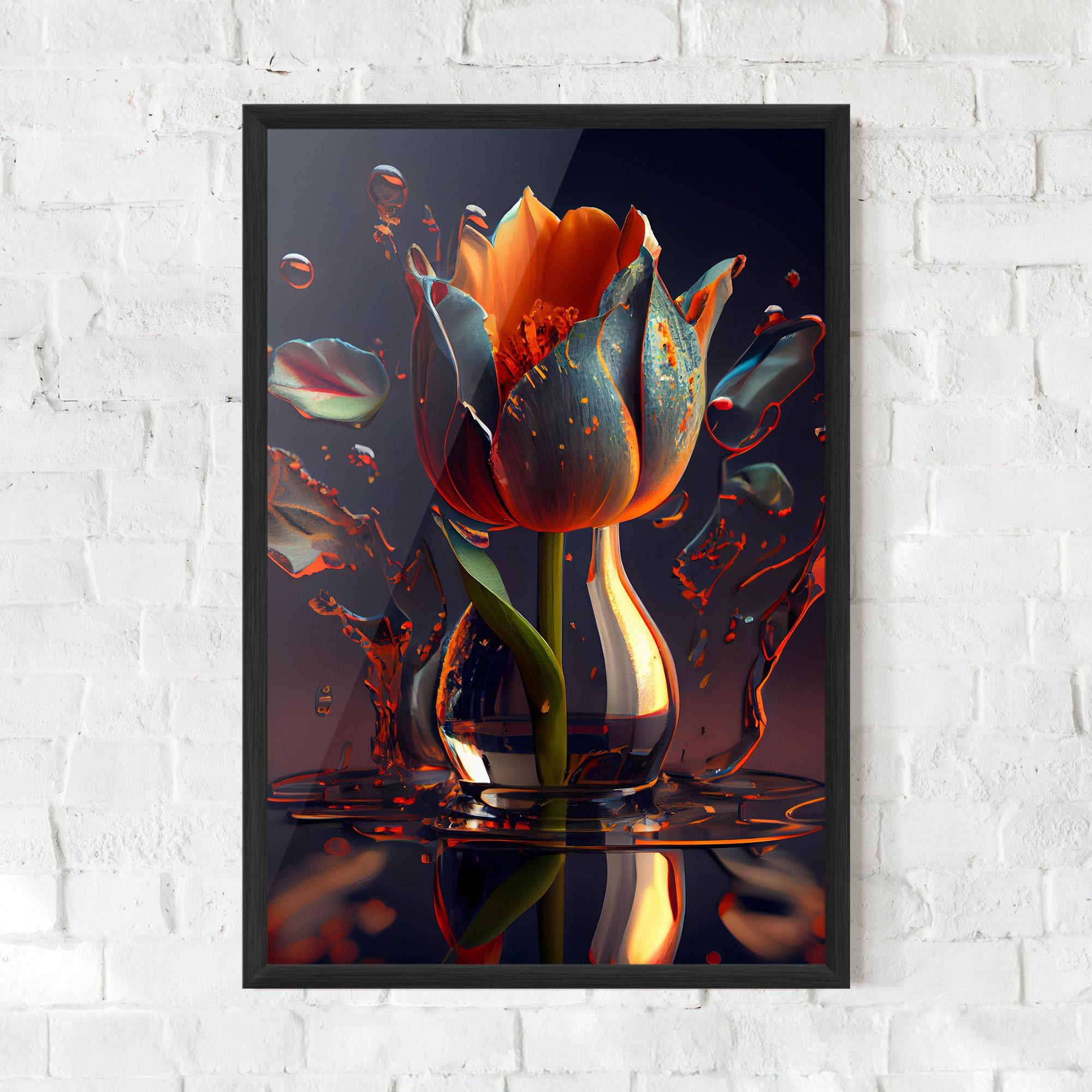 Рамкиран постер Black Tulip In Vase mockup 0