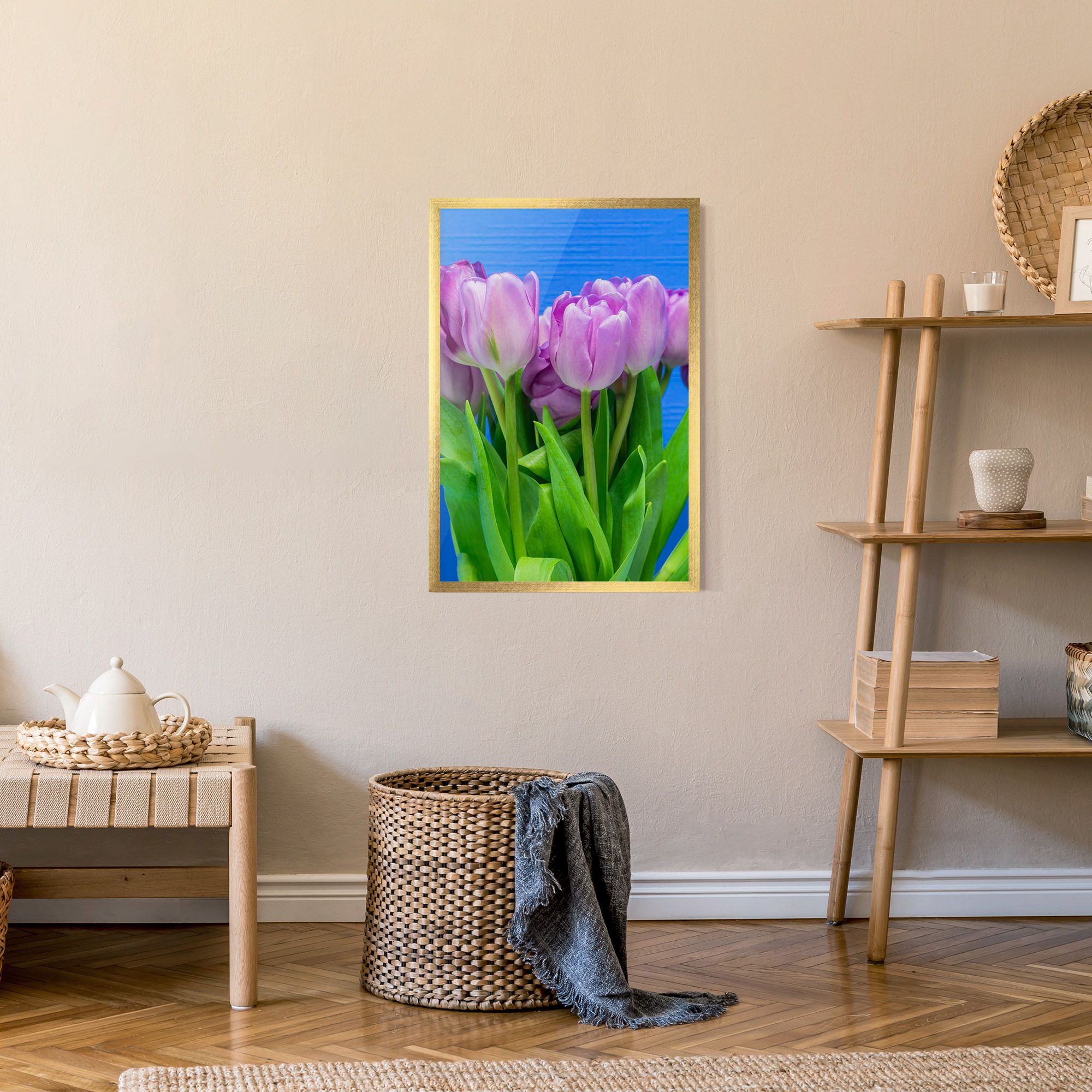 Purple Tulips On Blue mockup 9