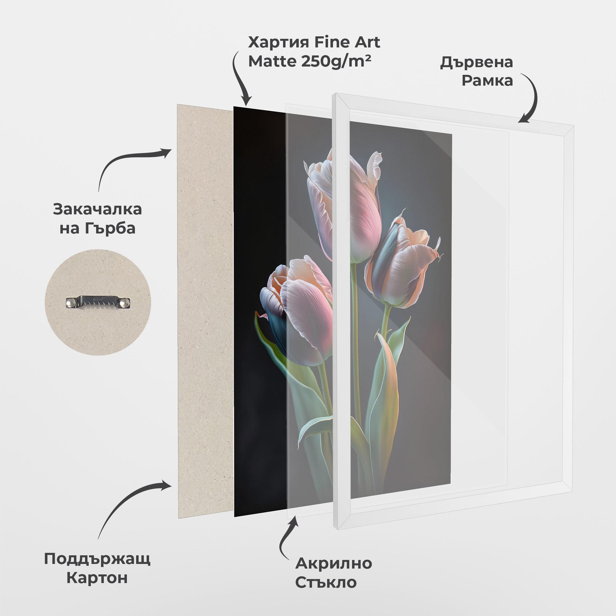 Рамкиран постер Light Purple Tulips mockup 1