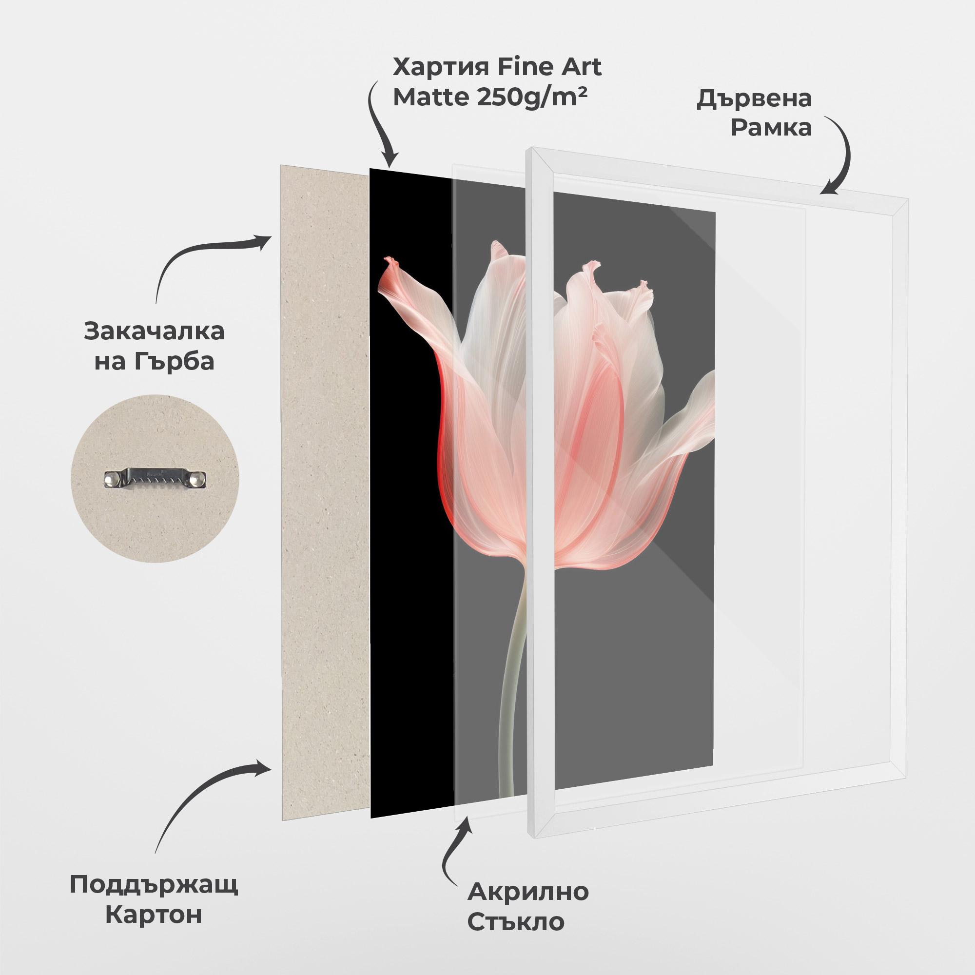 Рамкиран постер Pastel Pink Tulip mockup 1