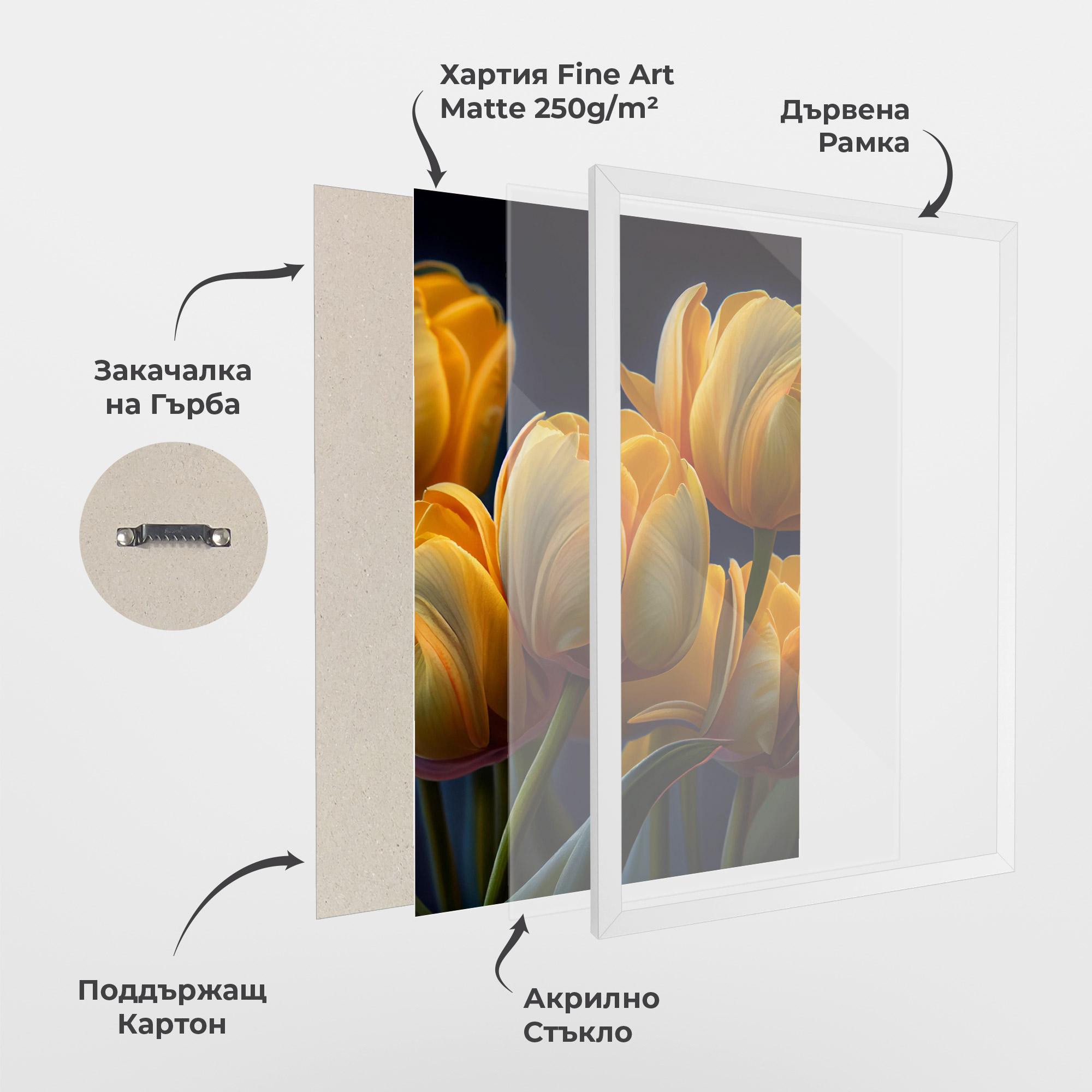 Рамкиран постер Pretty Yellow Tulips mockup 1