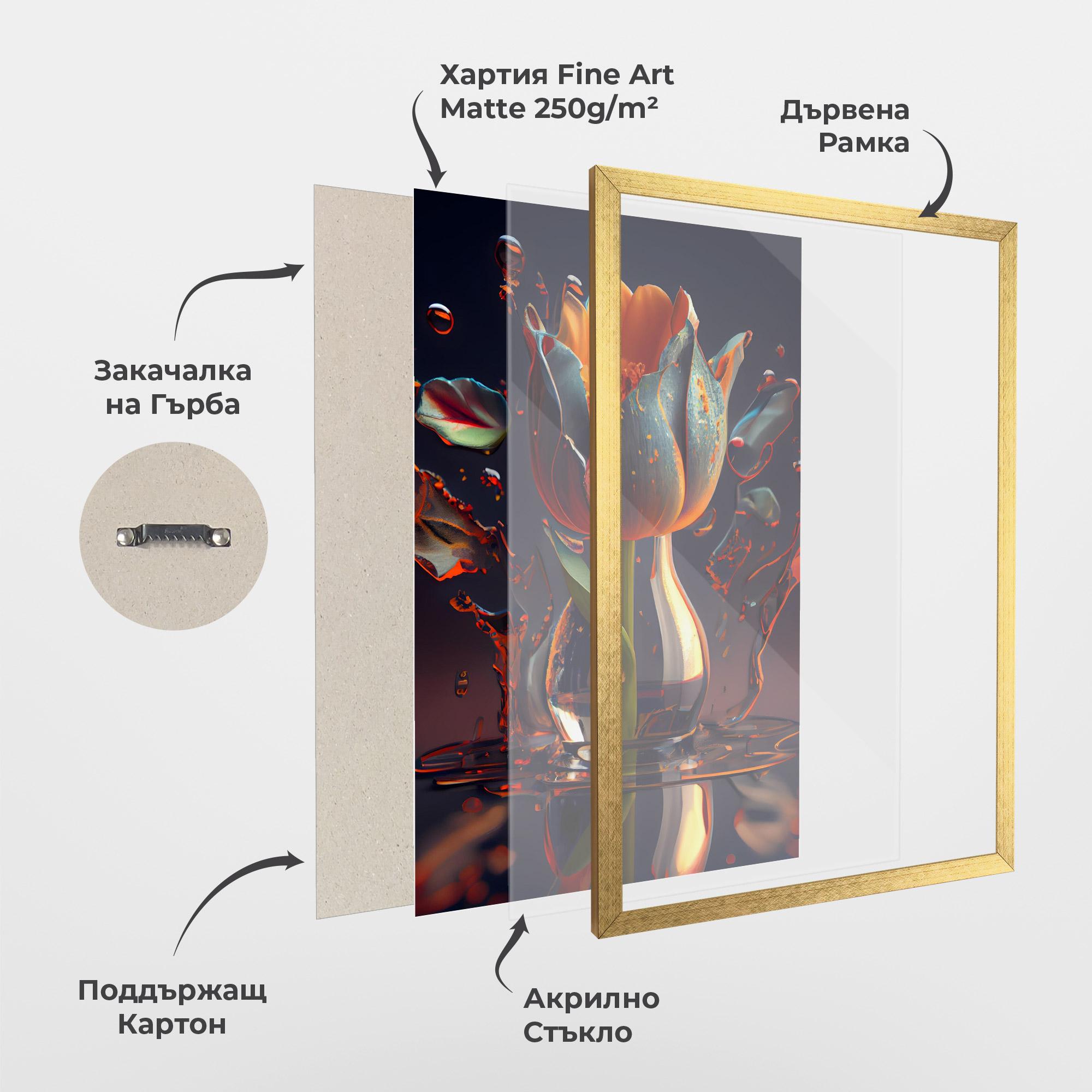 Рамкиран постер Black Tulip In Vase mockup 1