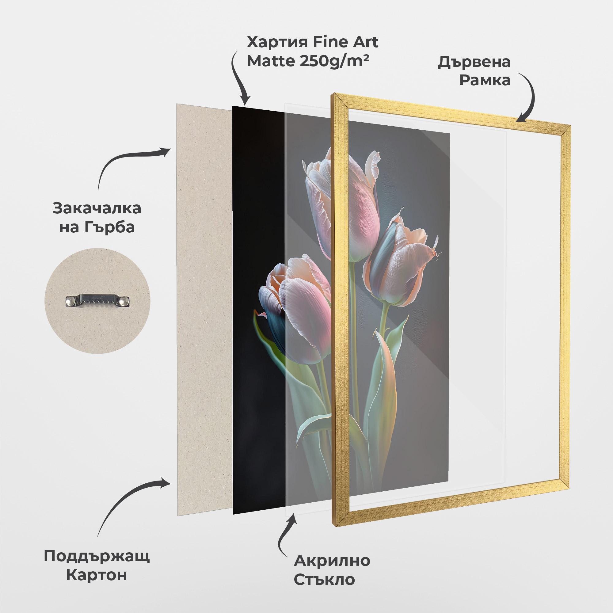 Рамкиран постер Light Purple Tulips mockup 1