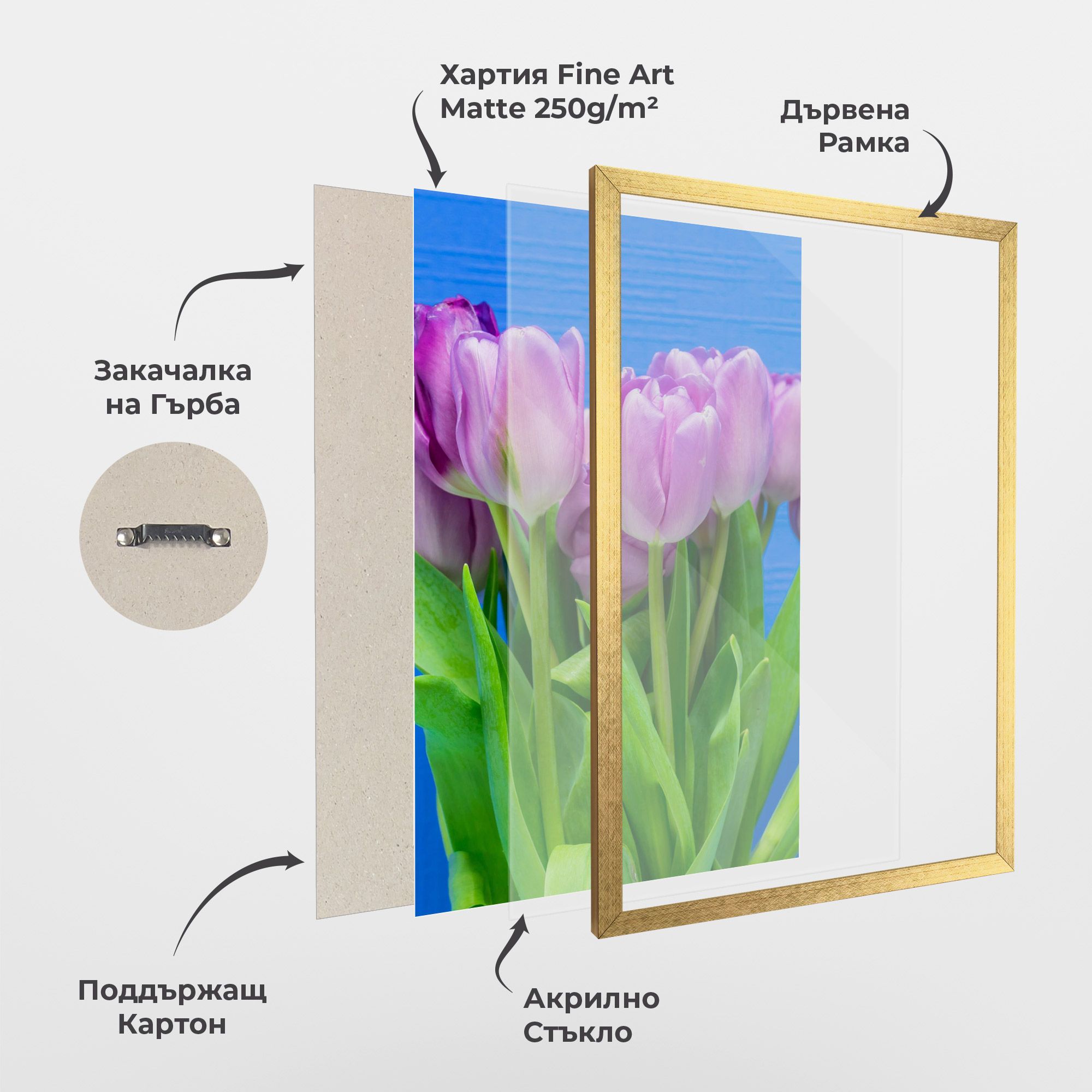 Purple Tulips On Blue mockup 1