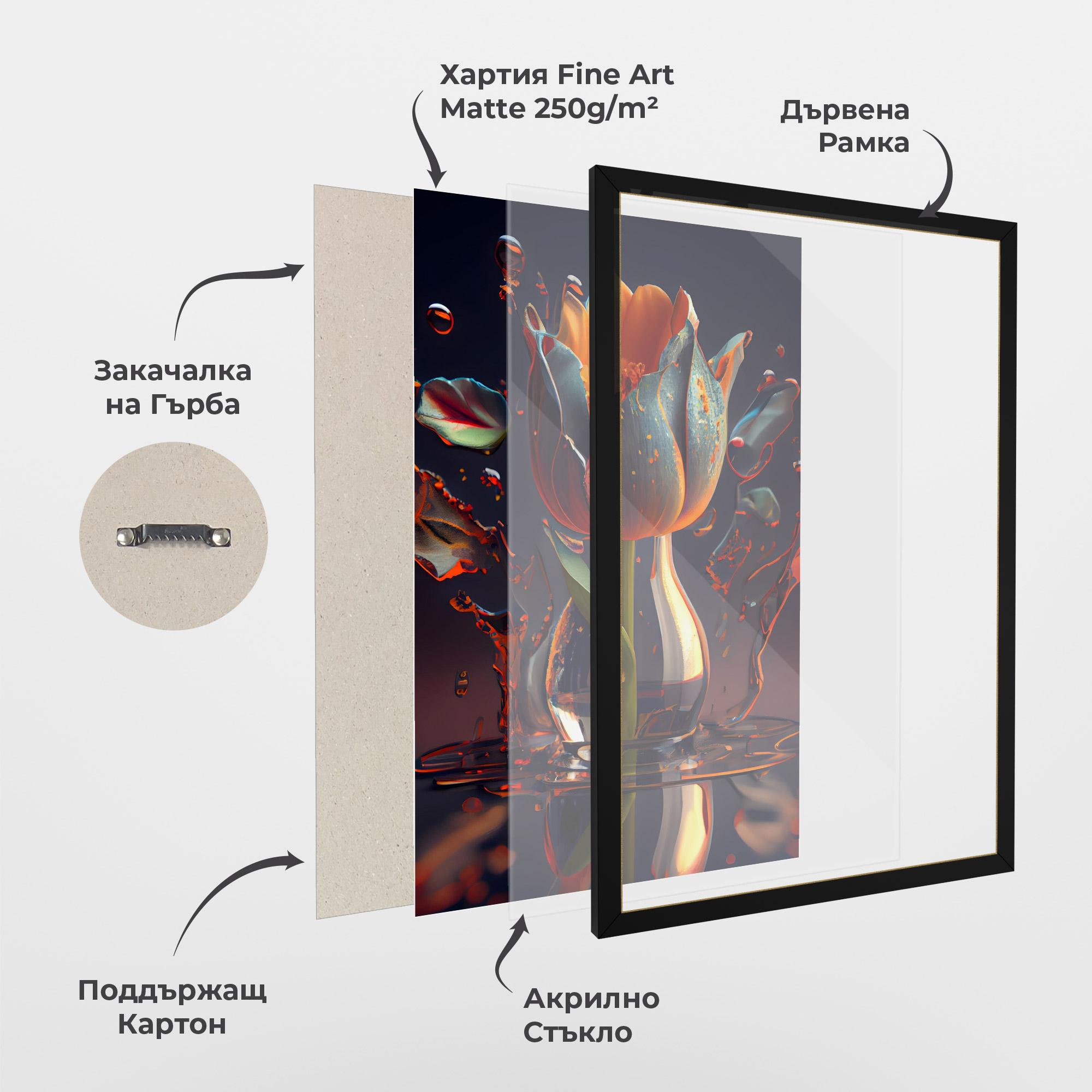 Рамкиран постер Black Tulip In Vase mockup 1