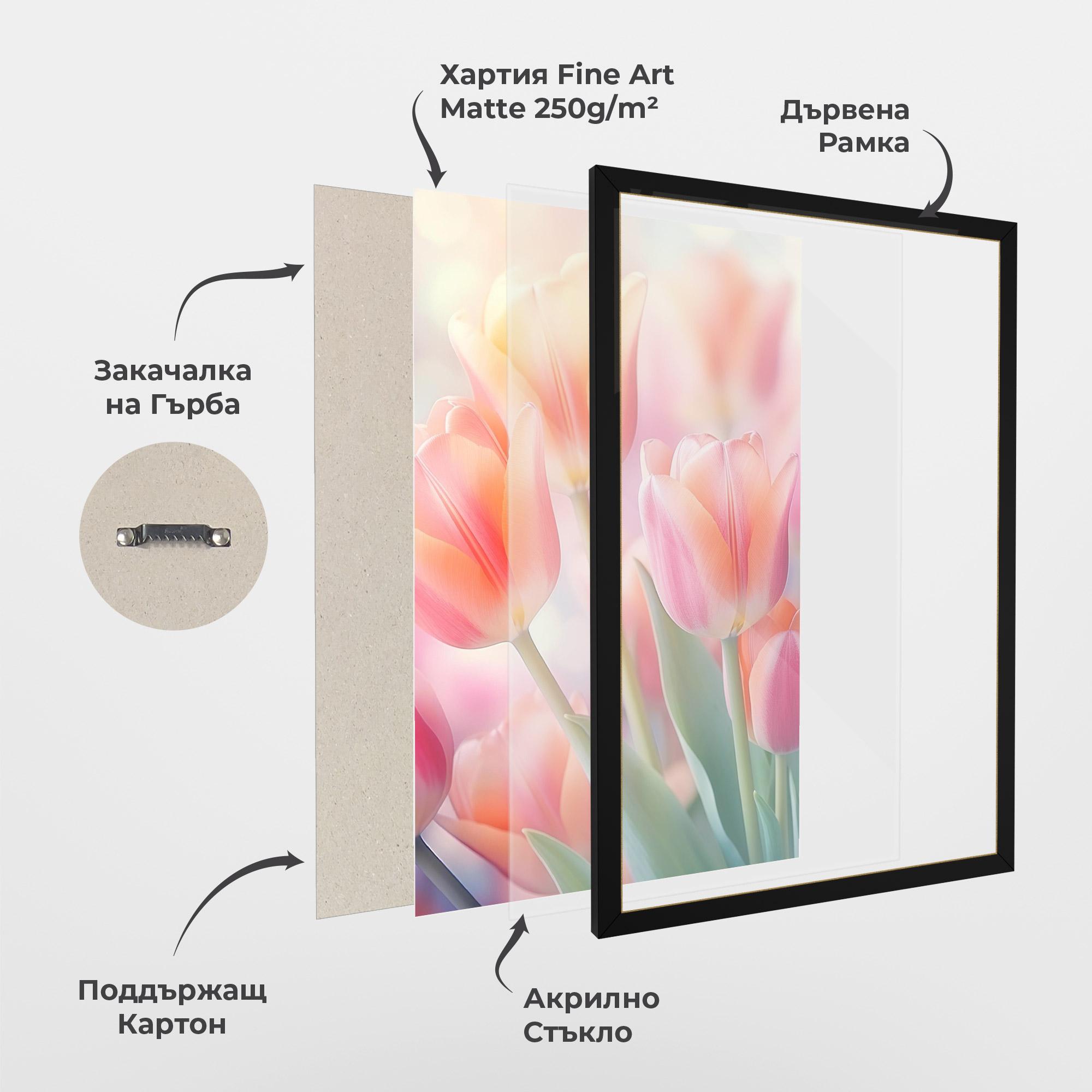 Рамкиран постер Dreamy Tulips mockup 1
