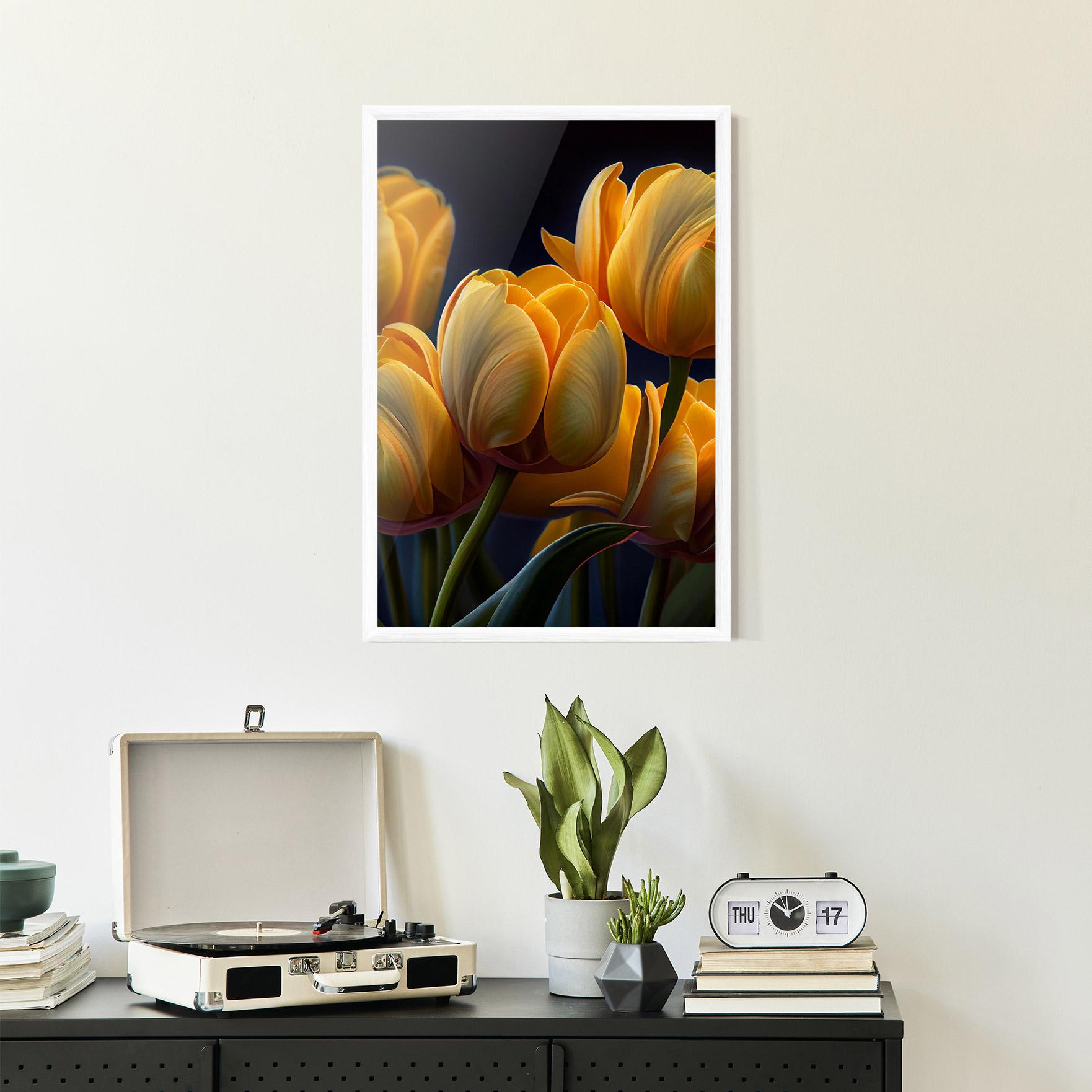 Рамкиран постер Pretty Yellow Tulips mockup 2