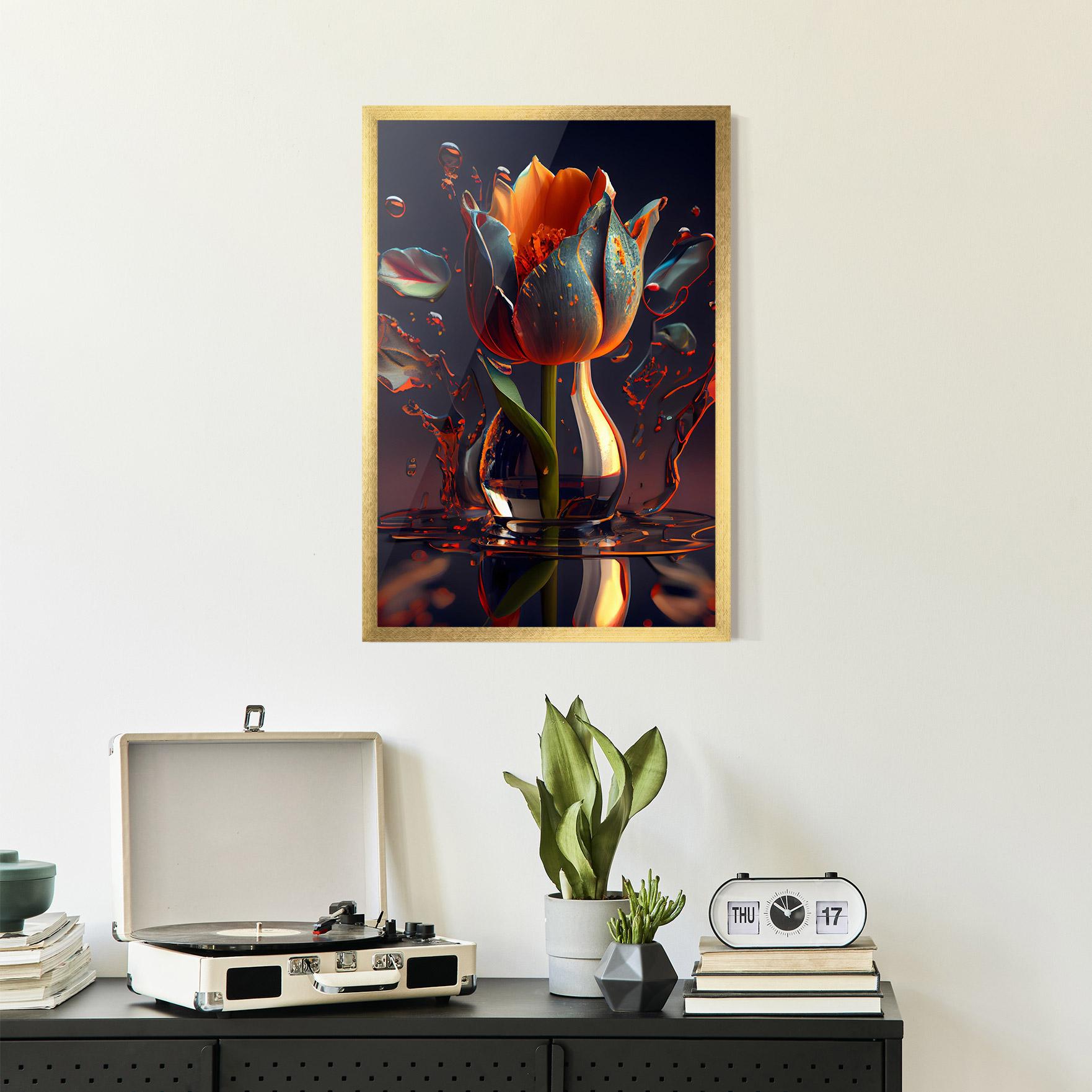Рамкиран постер Black Tulip In Vase mockup 2