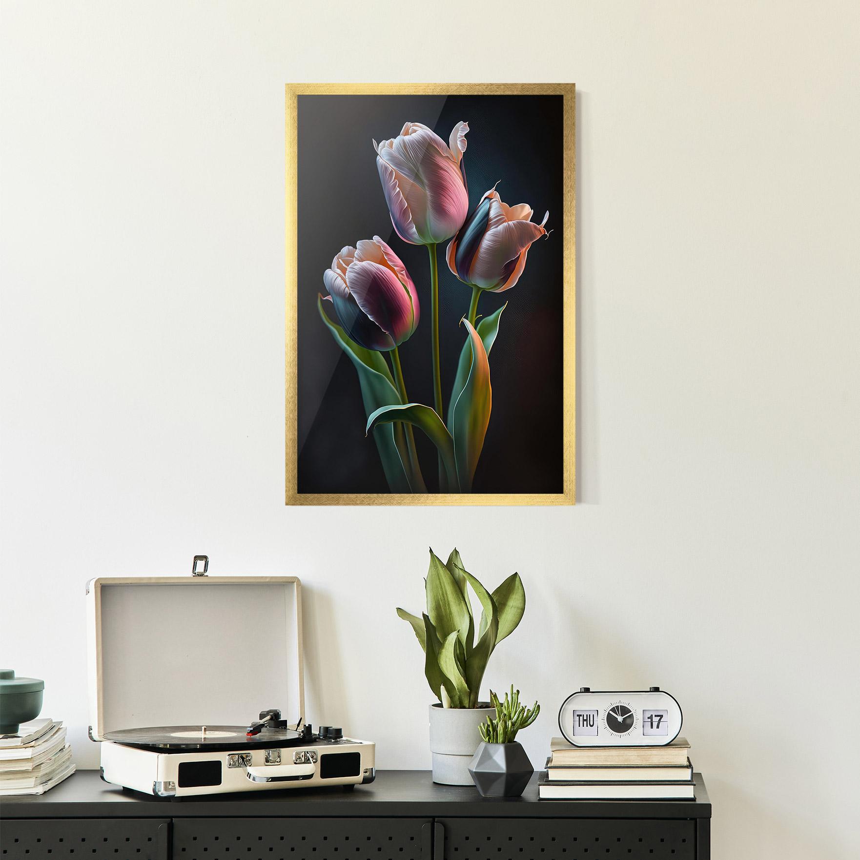 Рамкиран постер Light Purple Tulips mockup 2
