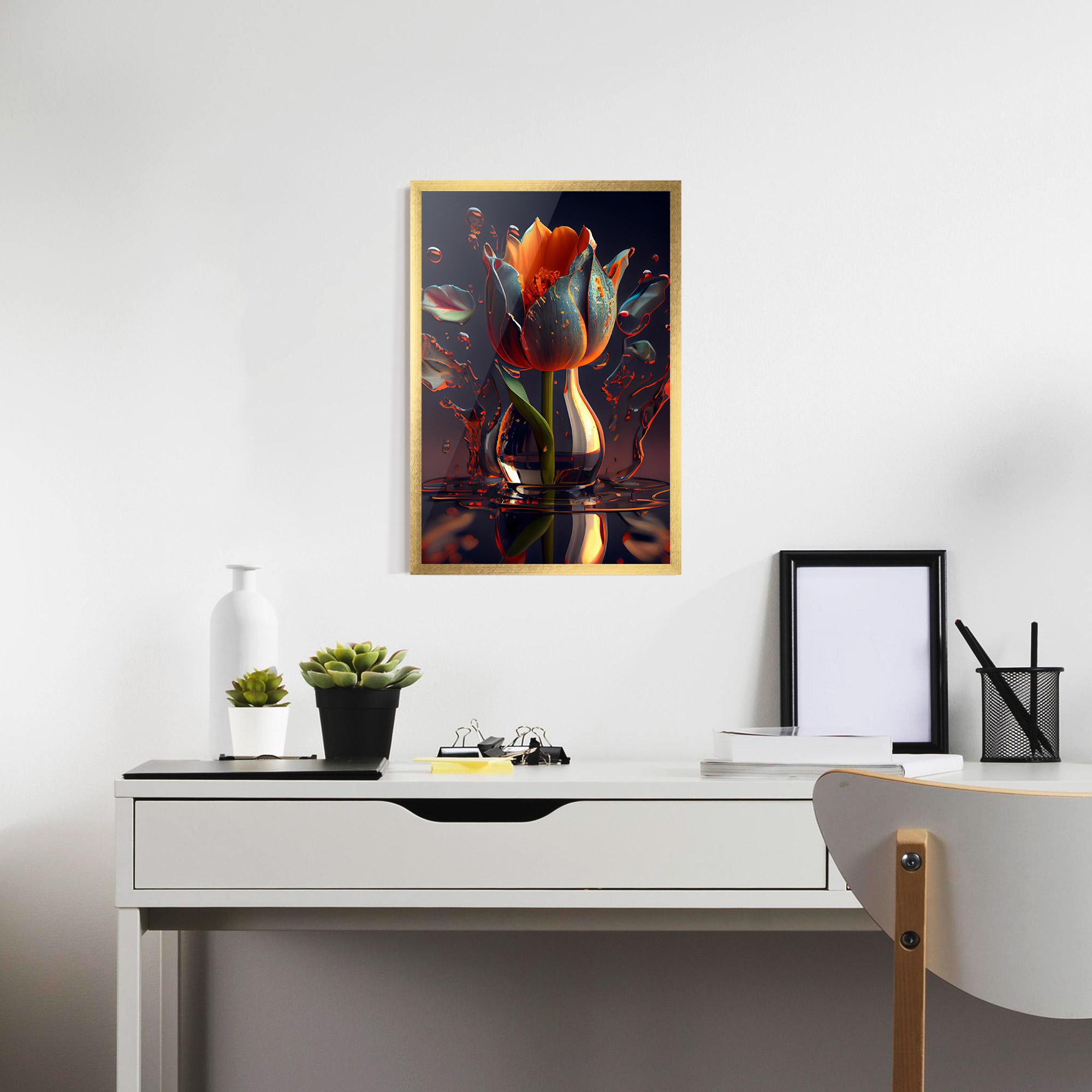 Рамкиран постер Black Tulip In Vase mockup 7