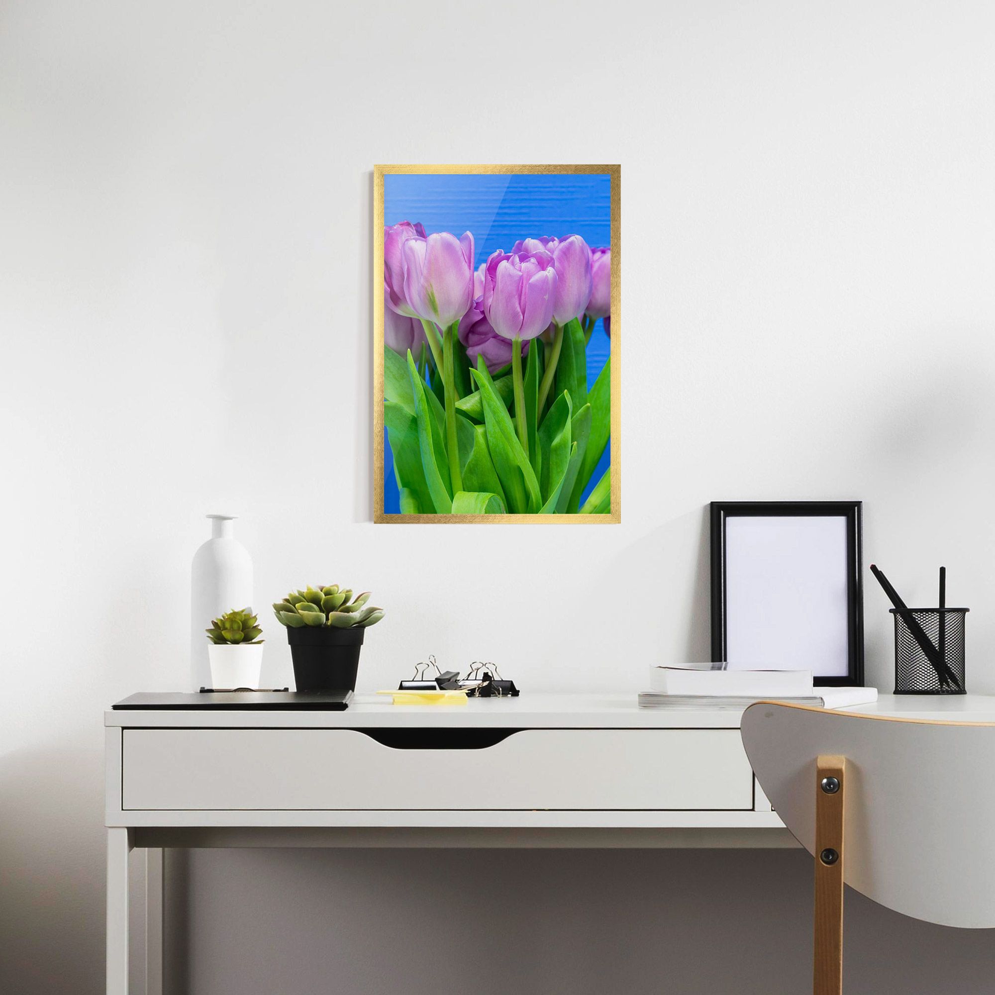 Purple Tulips On Blue mockup 7