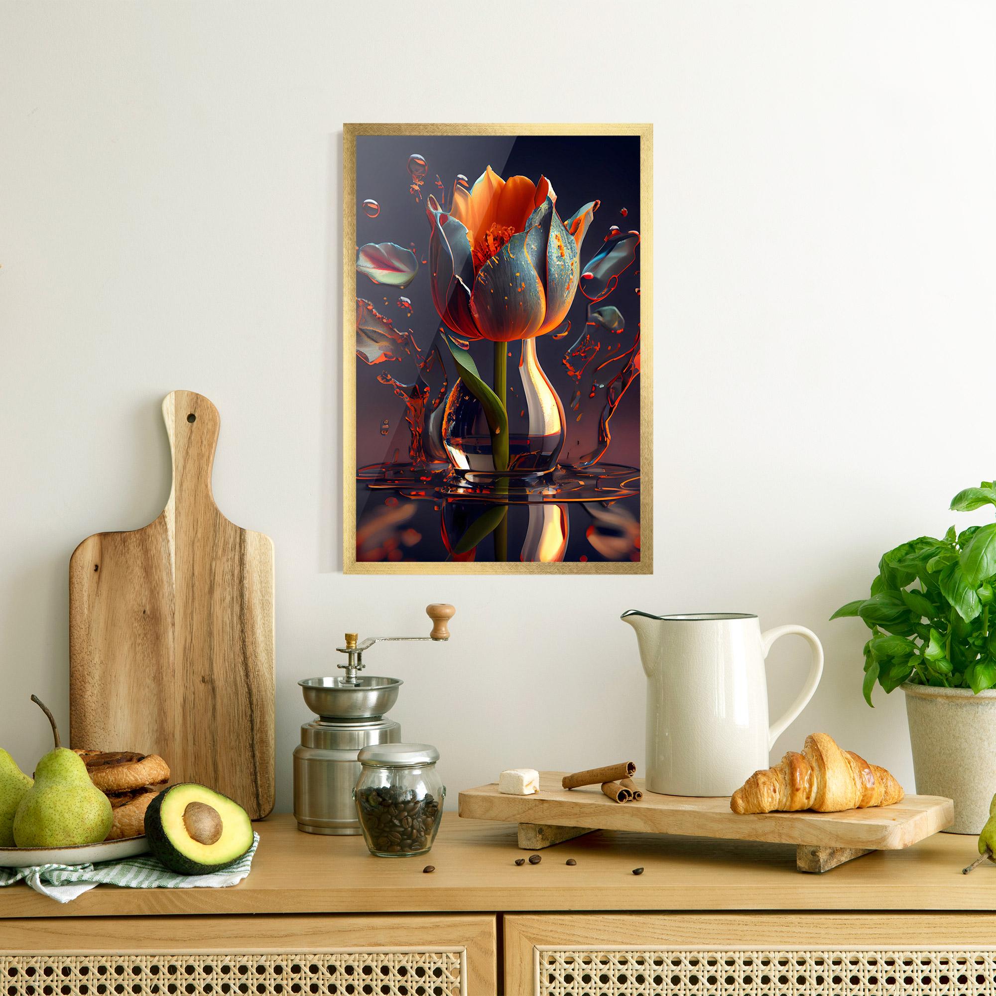 Рамкиран постер Black Tulip In Vase mockup 8
